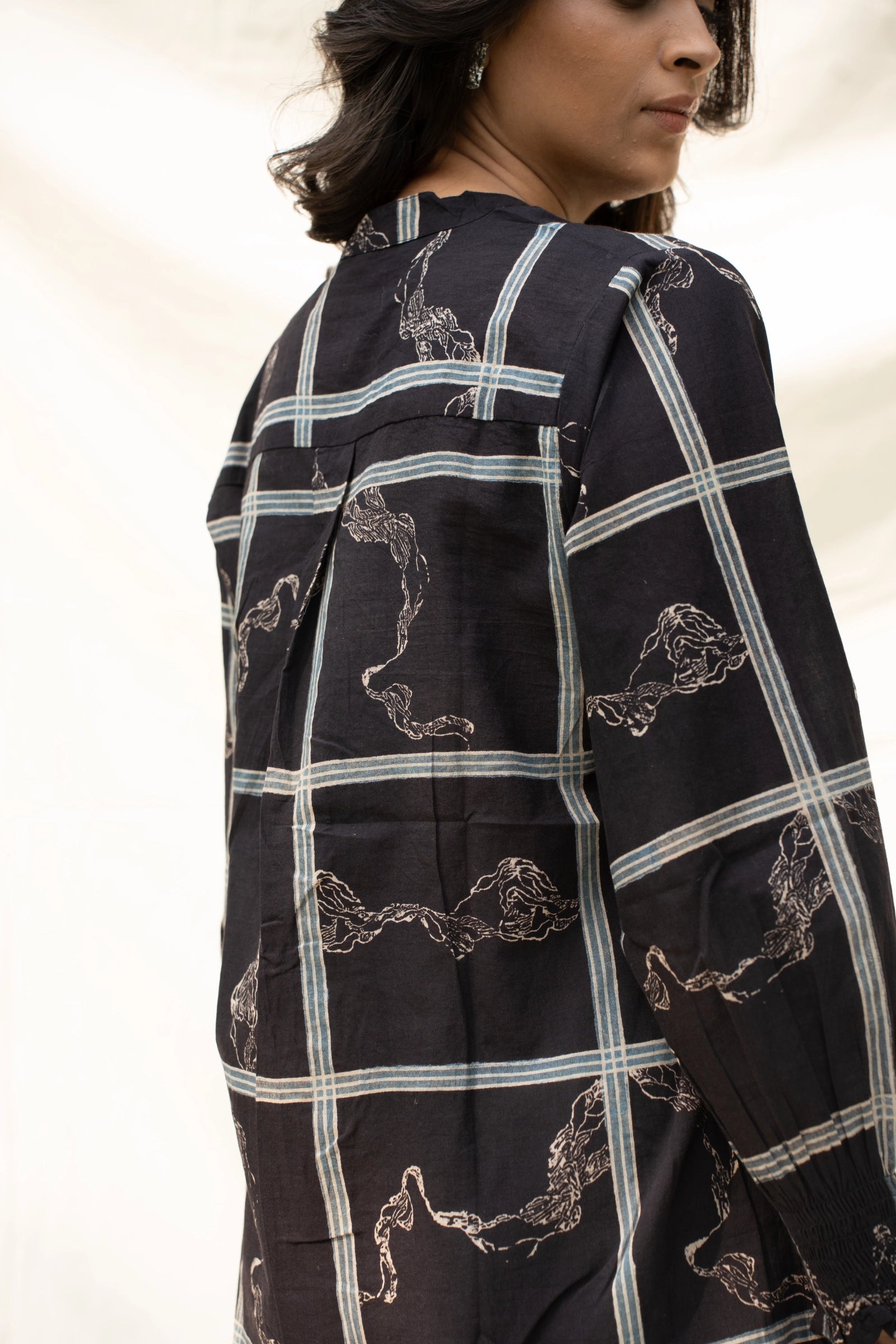 Black Mandarin Collar top