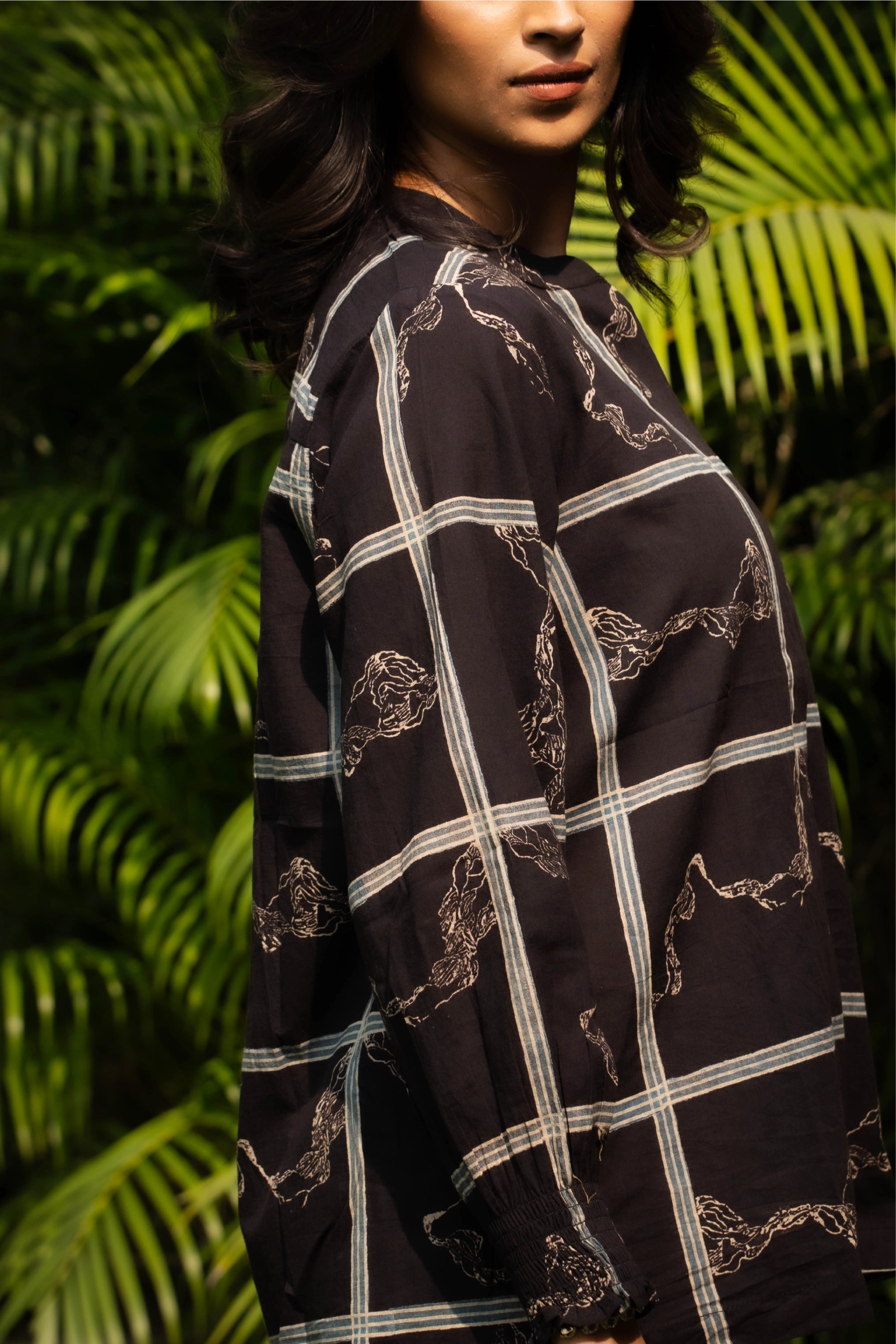 Black Mandarin Collar top