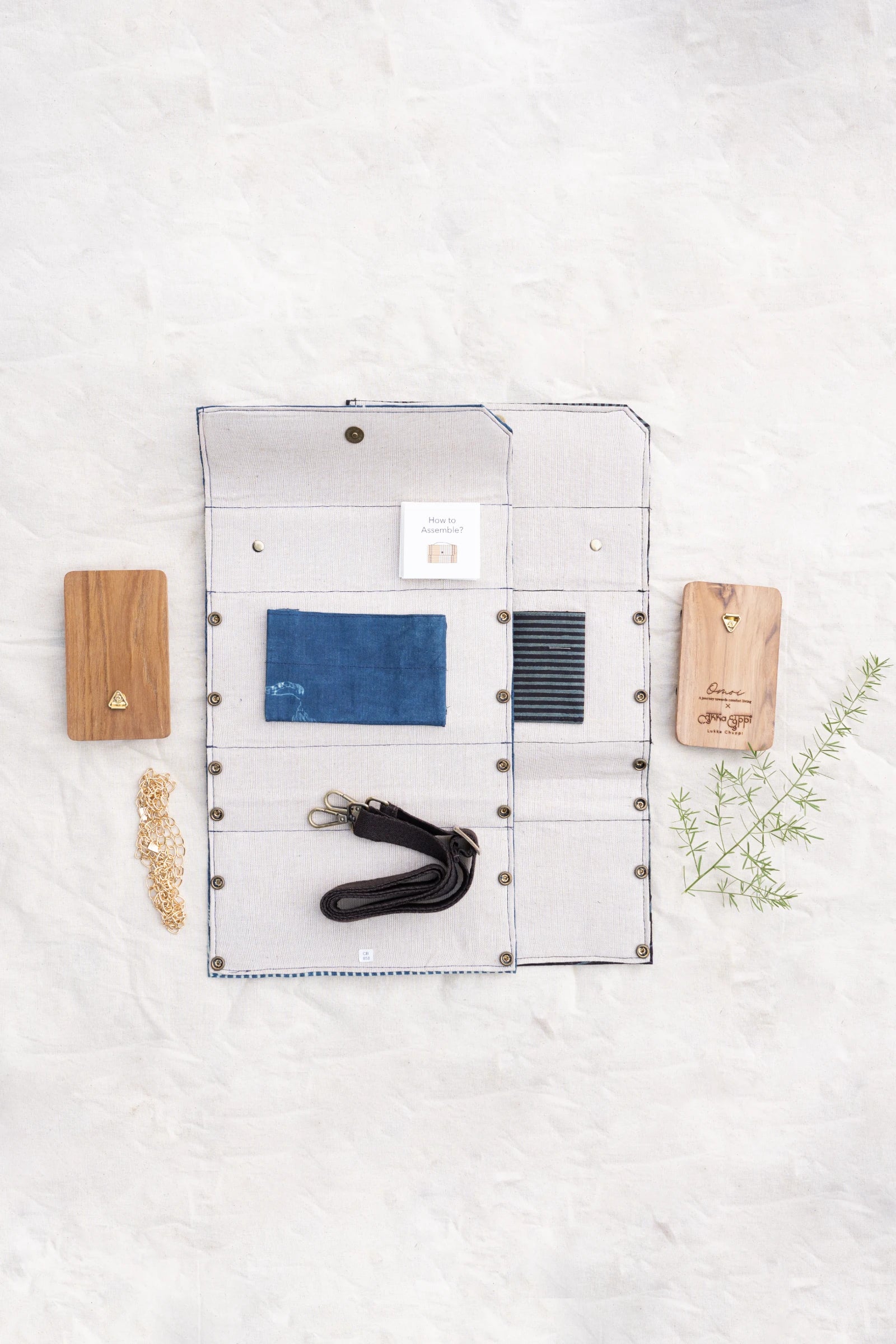 Upcycled Double Sleeves Clutch- Indigo & Black