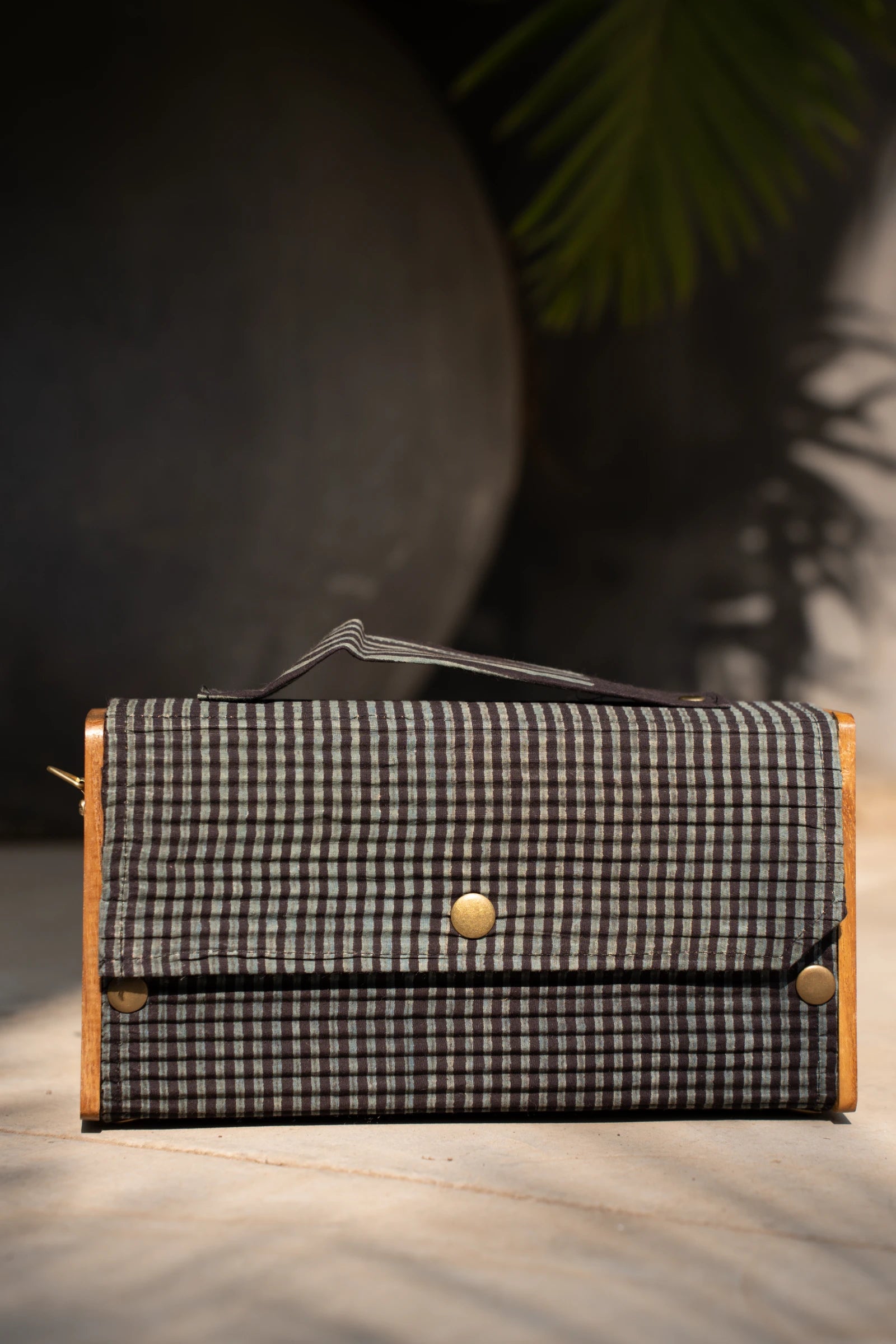 Upcycled Double Sleeves Clutch- Indigo & Black