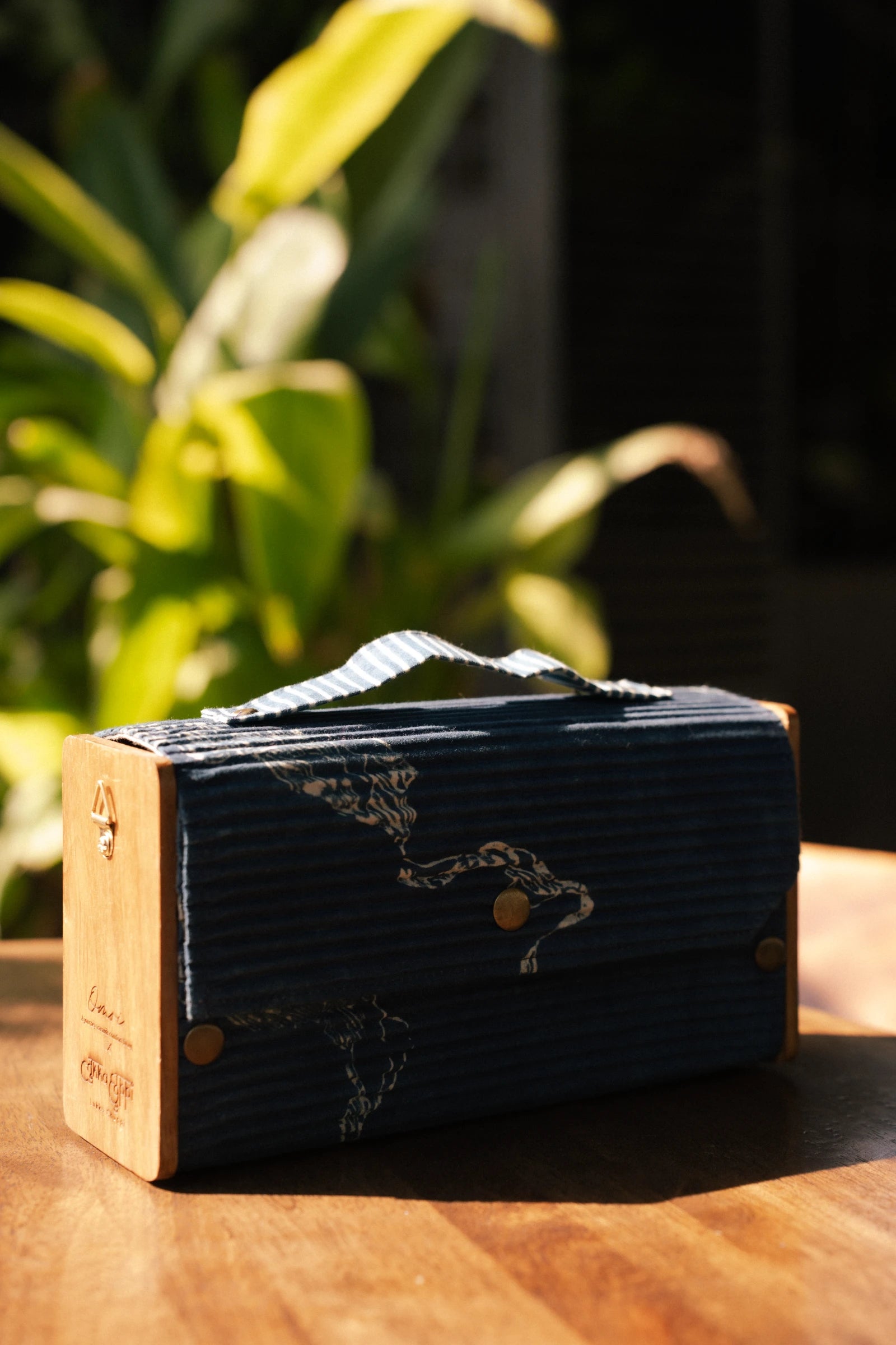 Upcycled Double Sleeves Clutch- Indigo & Black