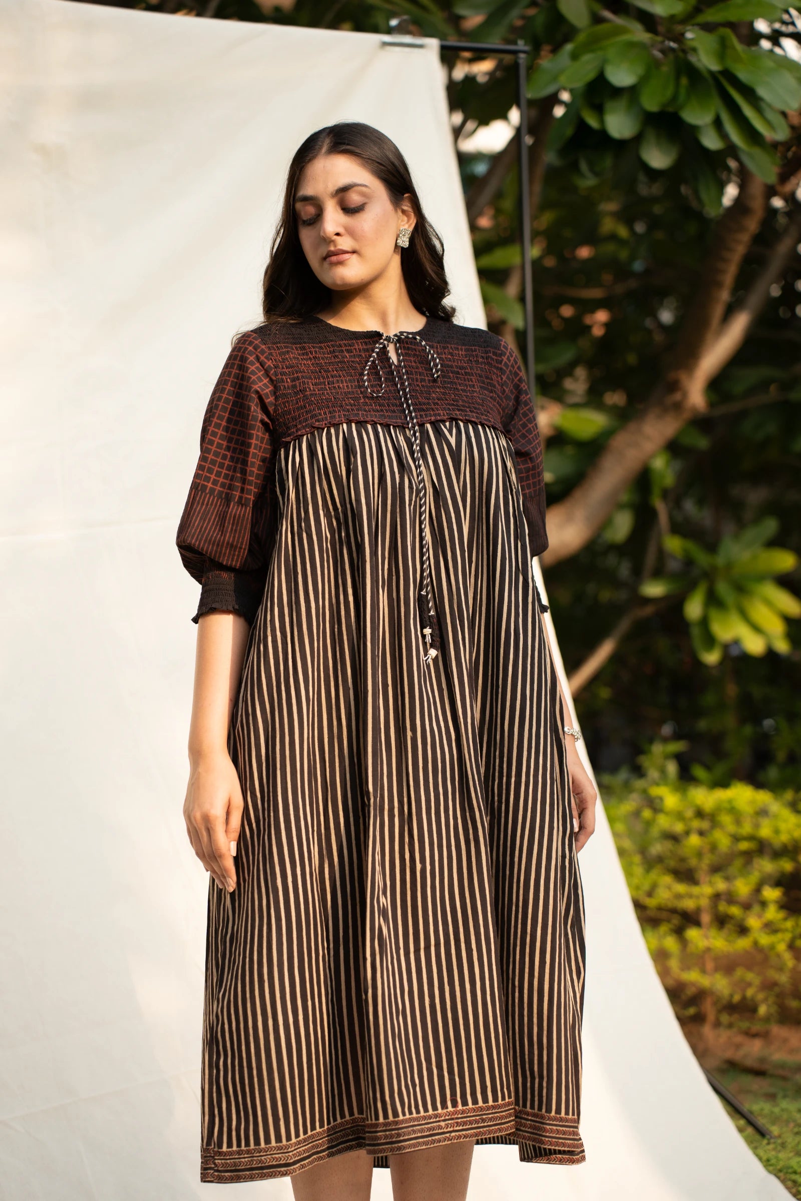 Black Balloon Sleeves Dress