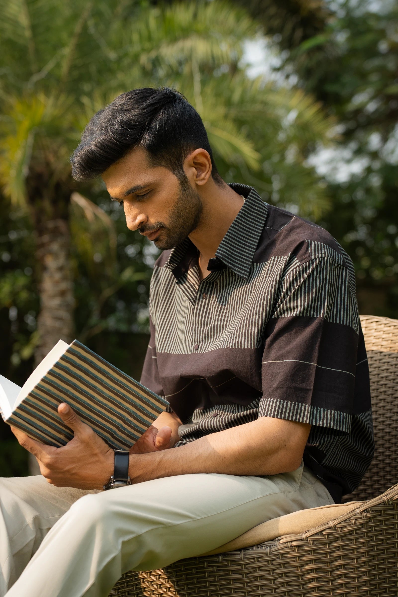 Black Linear Mens Shirt