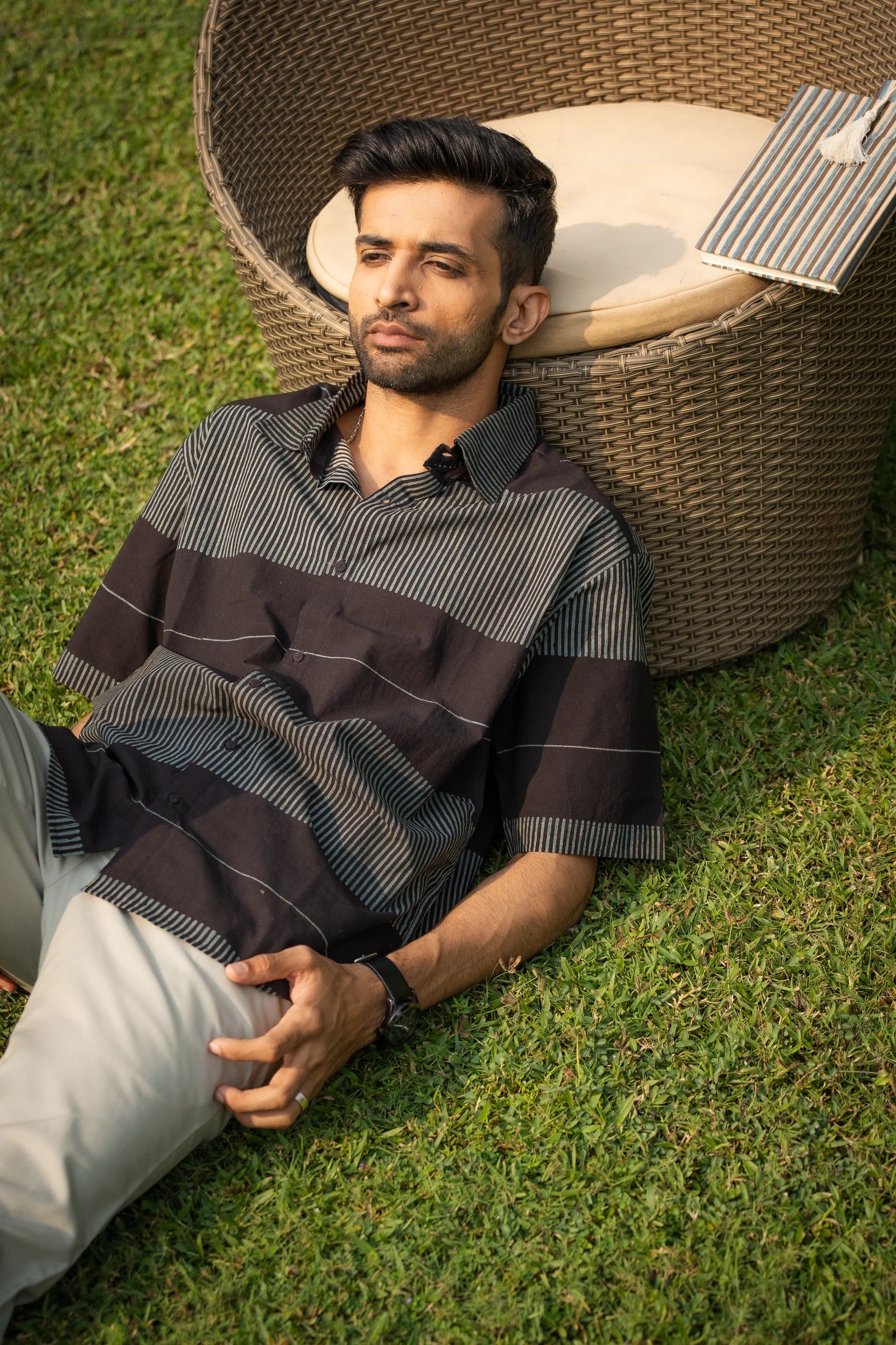 Black Linear Mens Shirt