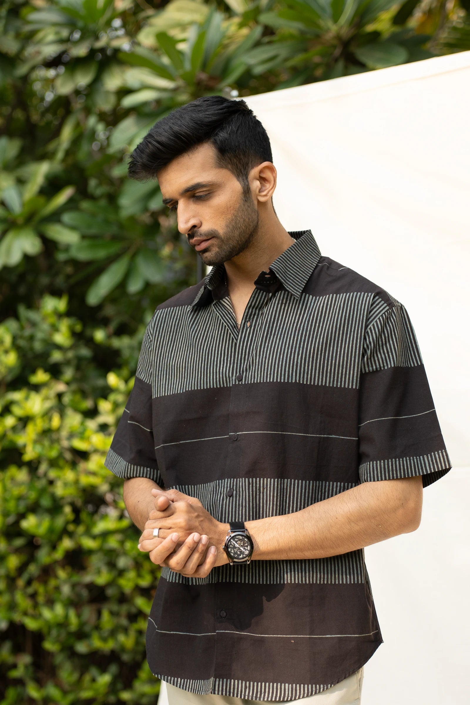 Black Linear Mens Shirt