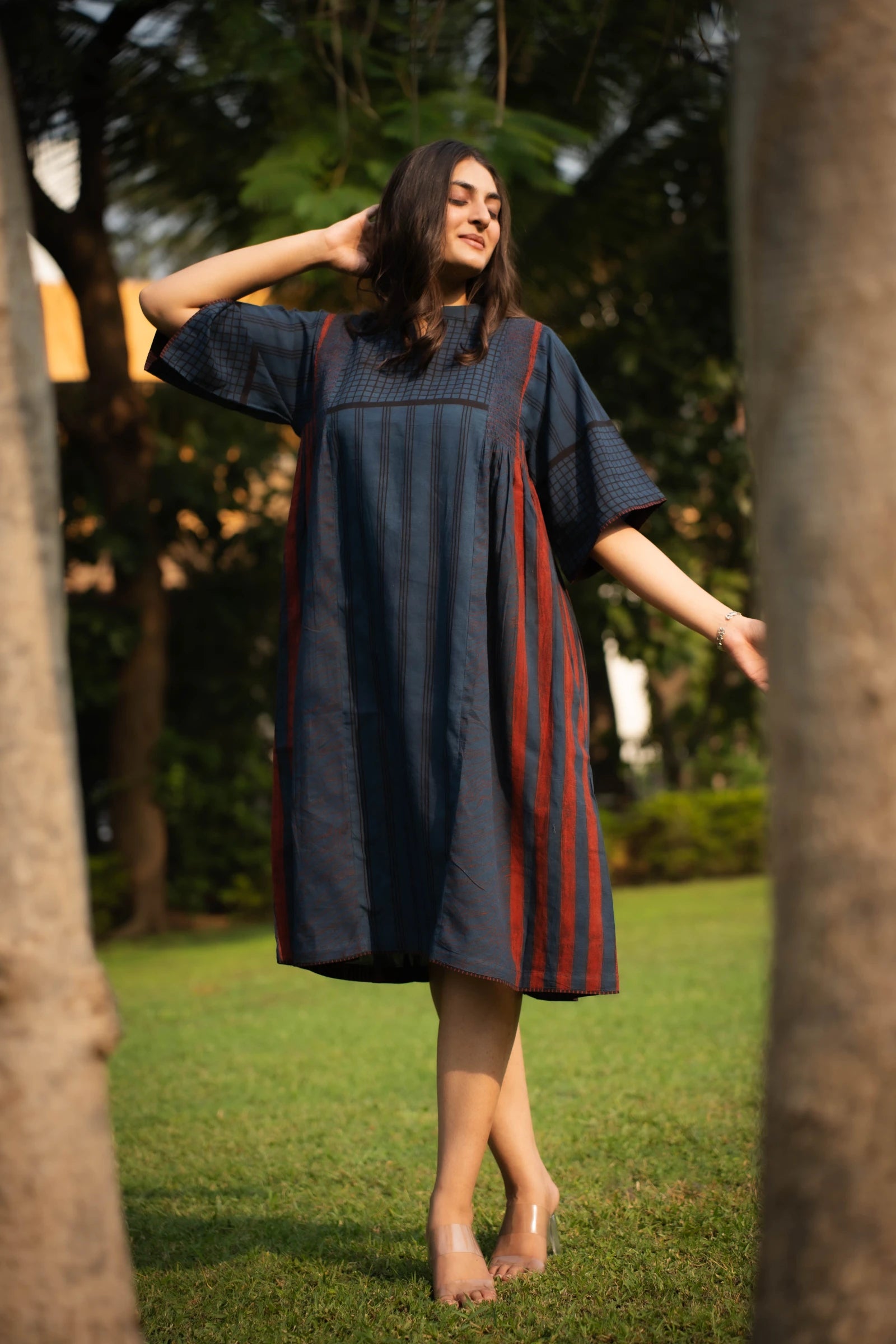 Indigo Kimono Sleeve Dress