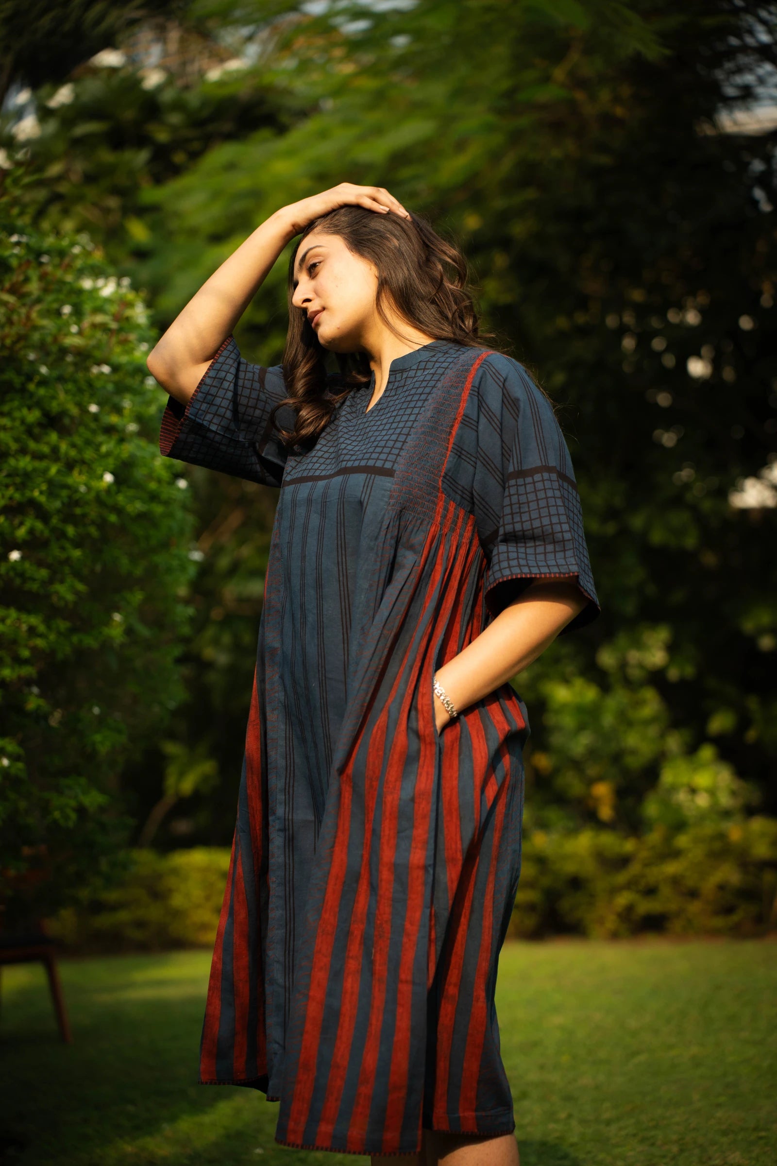 Indigo Kimono Sleeve Dress