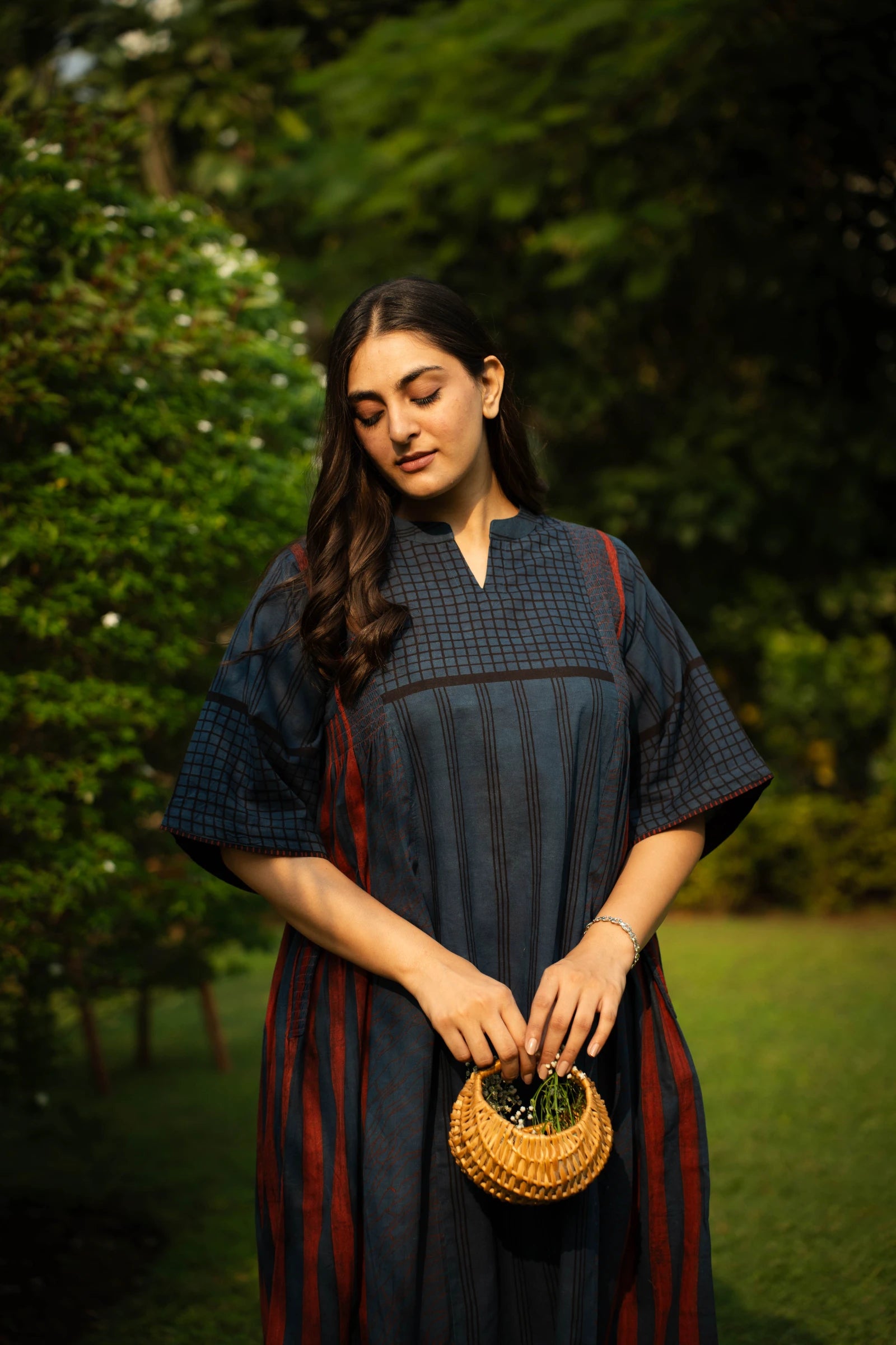 Indigo Kimono Sleeve Dress