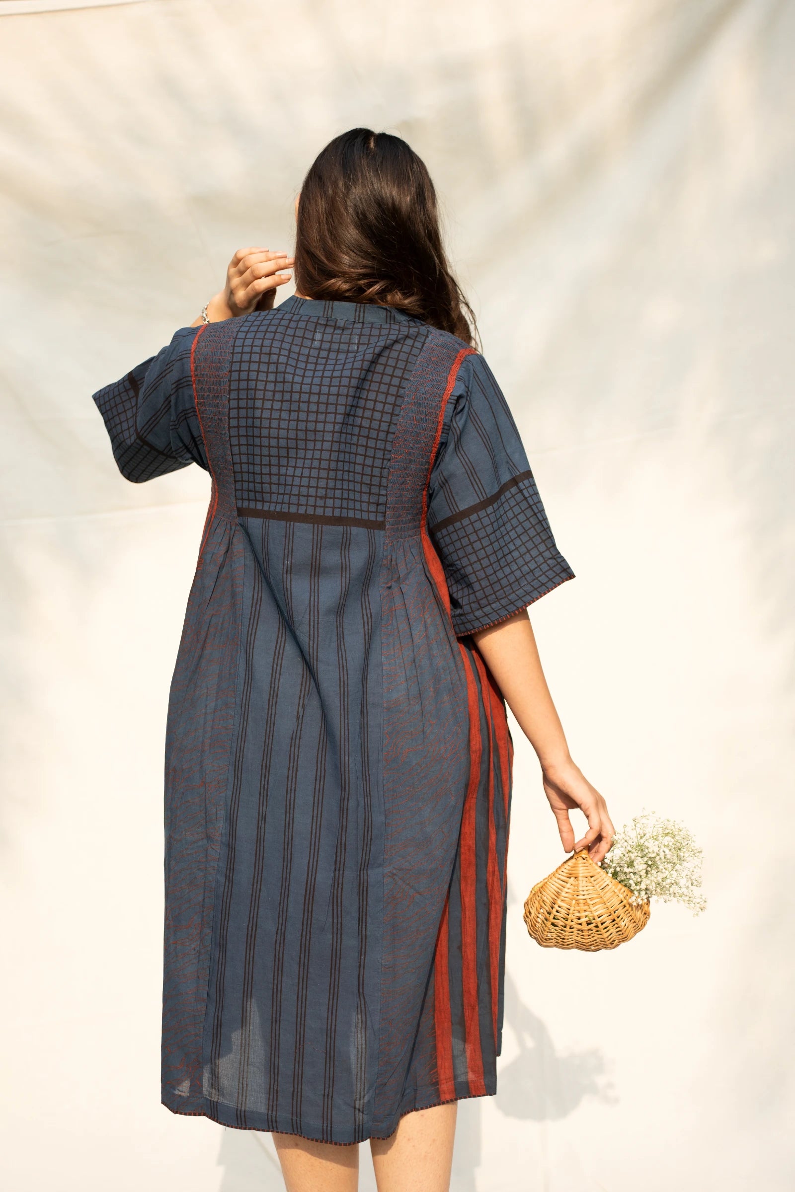 Indigo Kimono Sleeve Dress