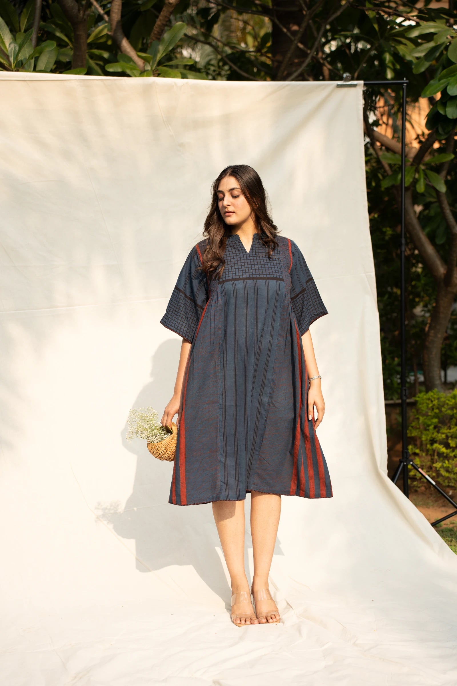 Indigo Kimono Sleeve Dress