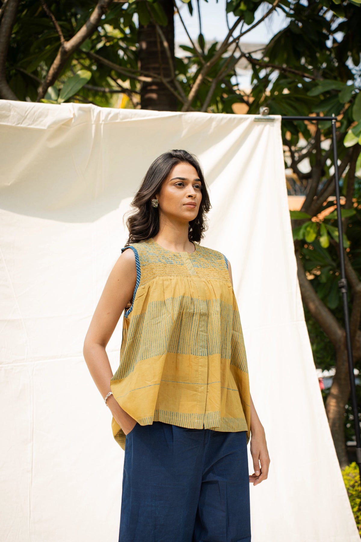 Cotton Indigo Parallel with Pockets