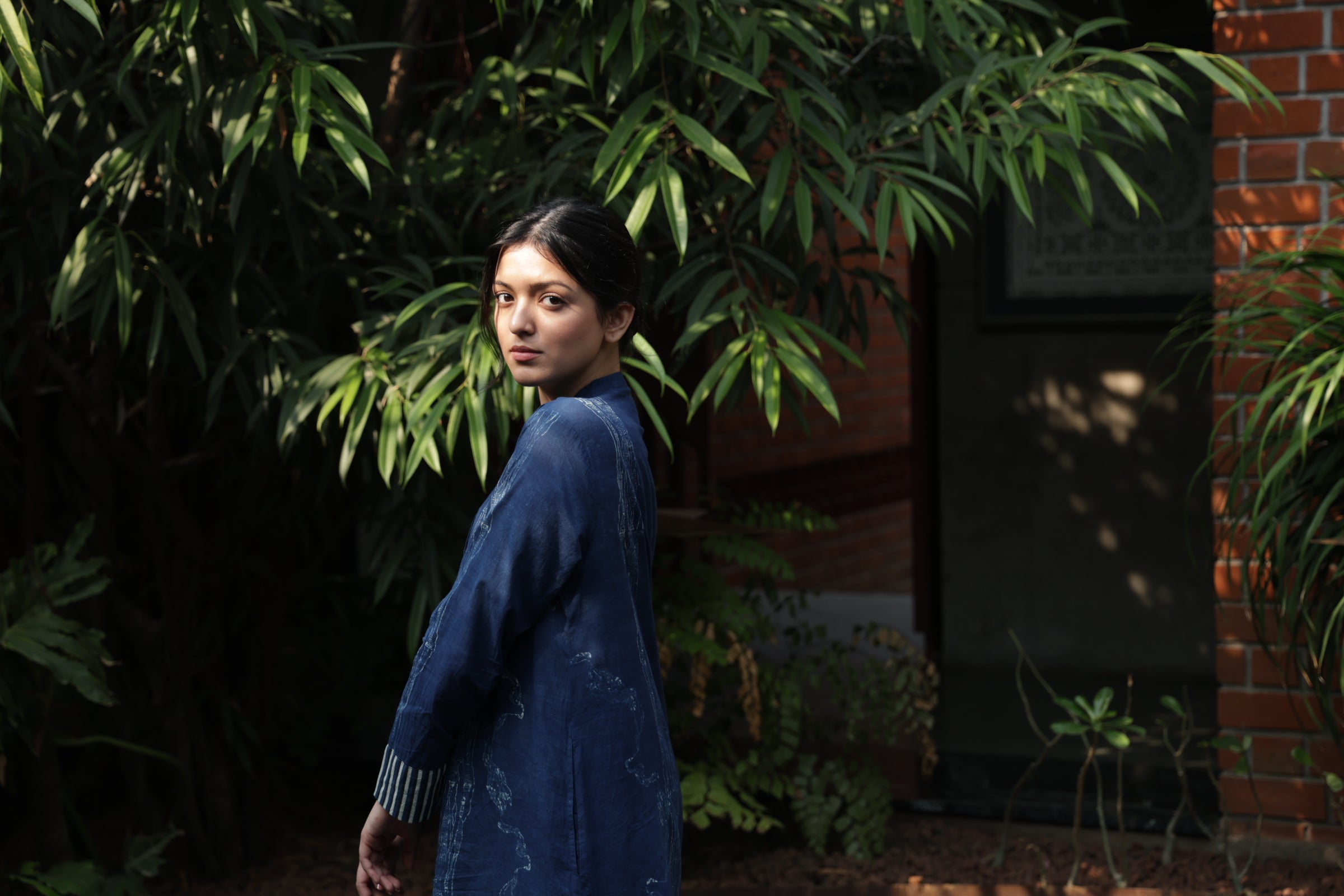 Indigo Mandarin Collar Cotton Kurta