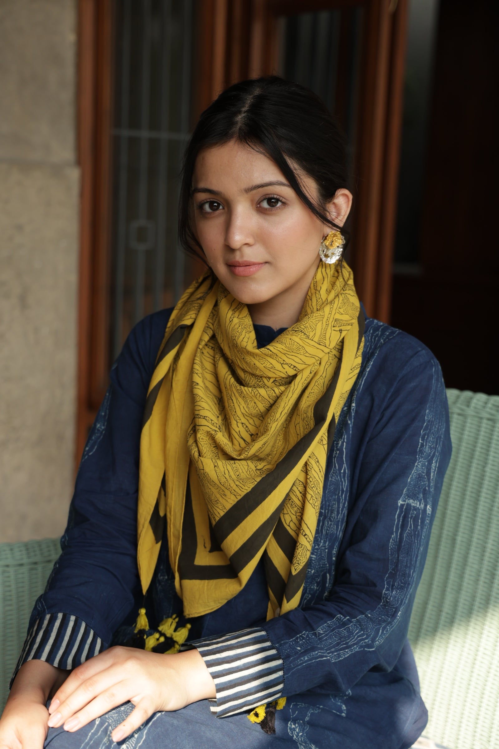 Indigo Mandarin Collar Cotton Kurta