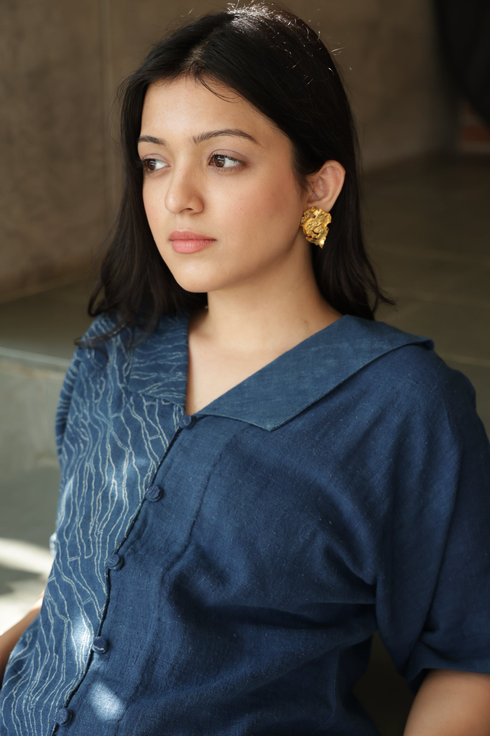 Indigo Chelsea Collar Kala Cotton Top