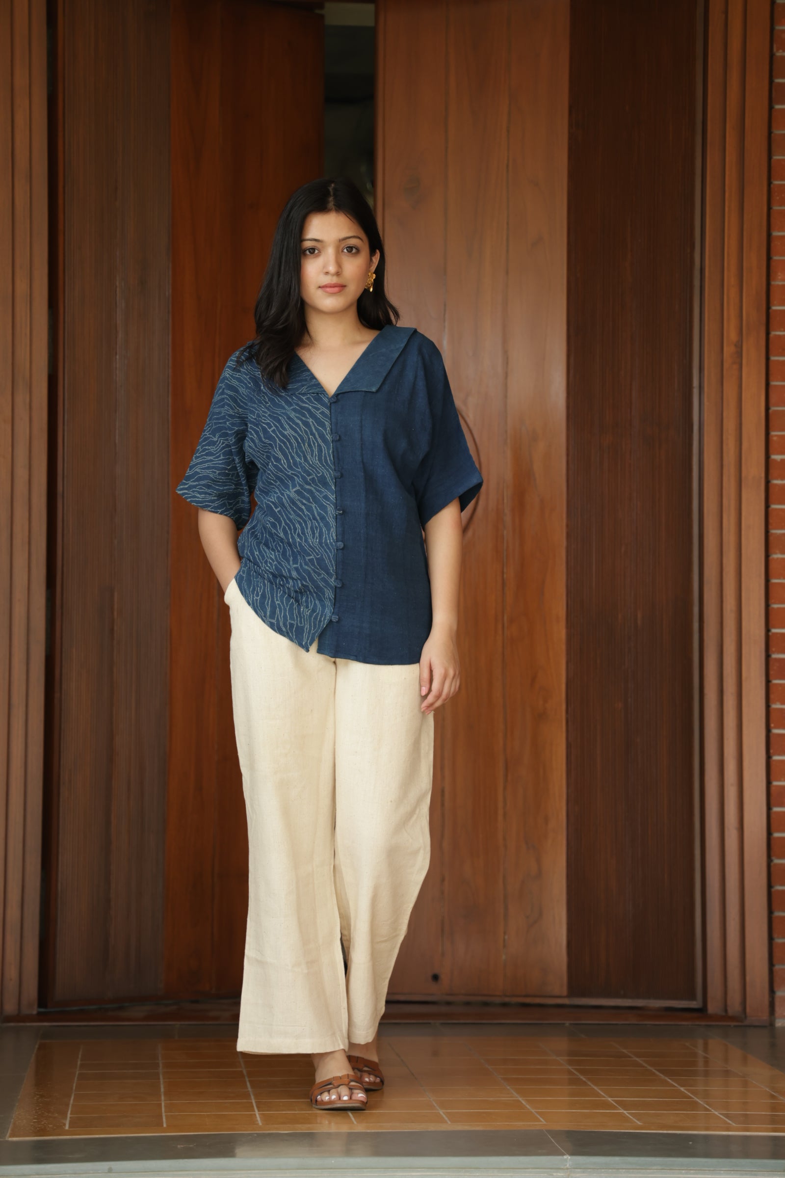 Indigo Chelsea Collar Kala Cotton Top