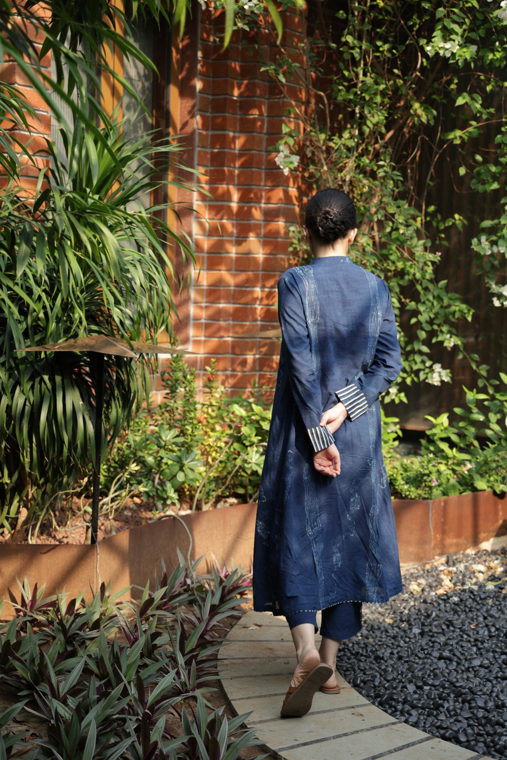 Indigo Mandarin Collar Cotton Kurta