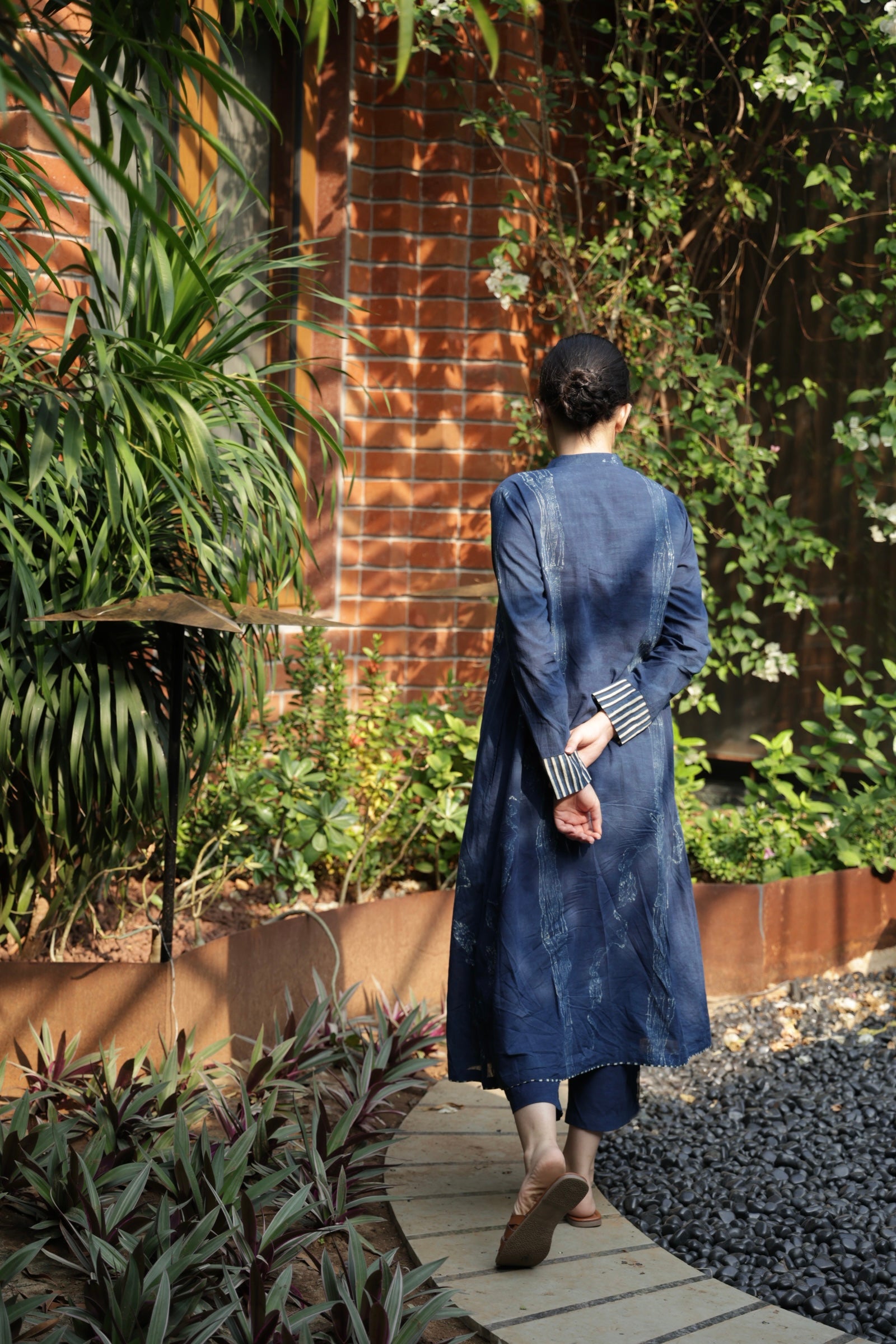 Indigo Mandarin Collar Cotton Kurta