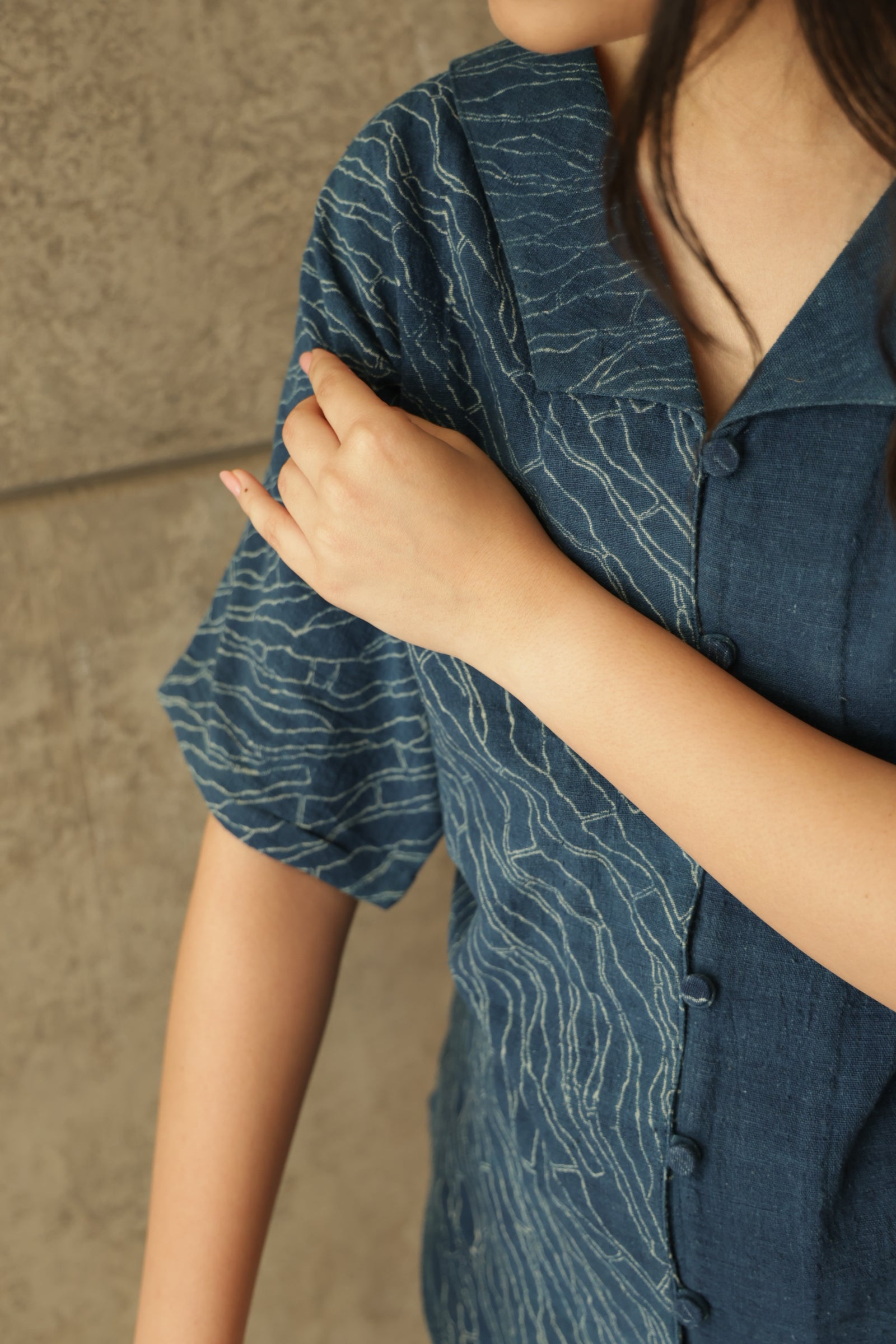 Indigo Chelsea Collar Kala Cotton Top