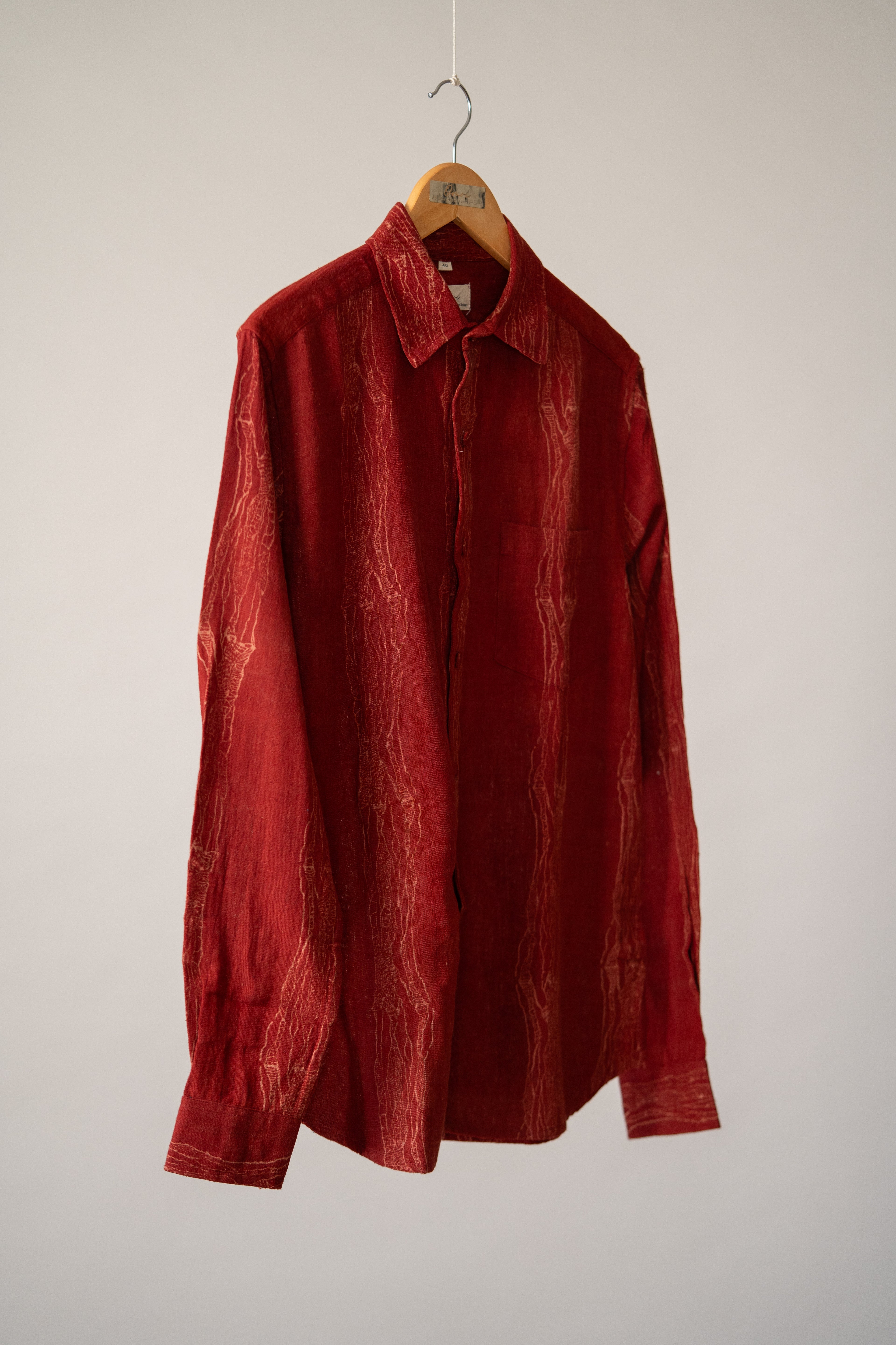 Red Full Sleeves Mens Kala Cotton Shirt