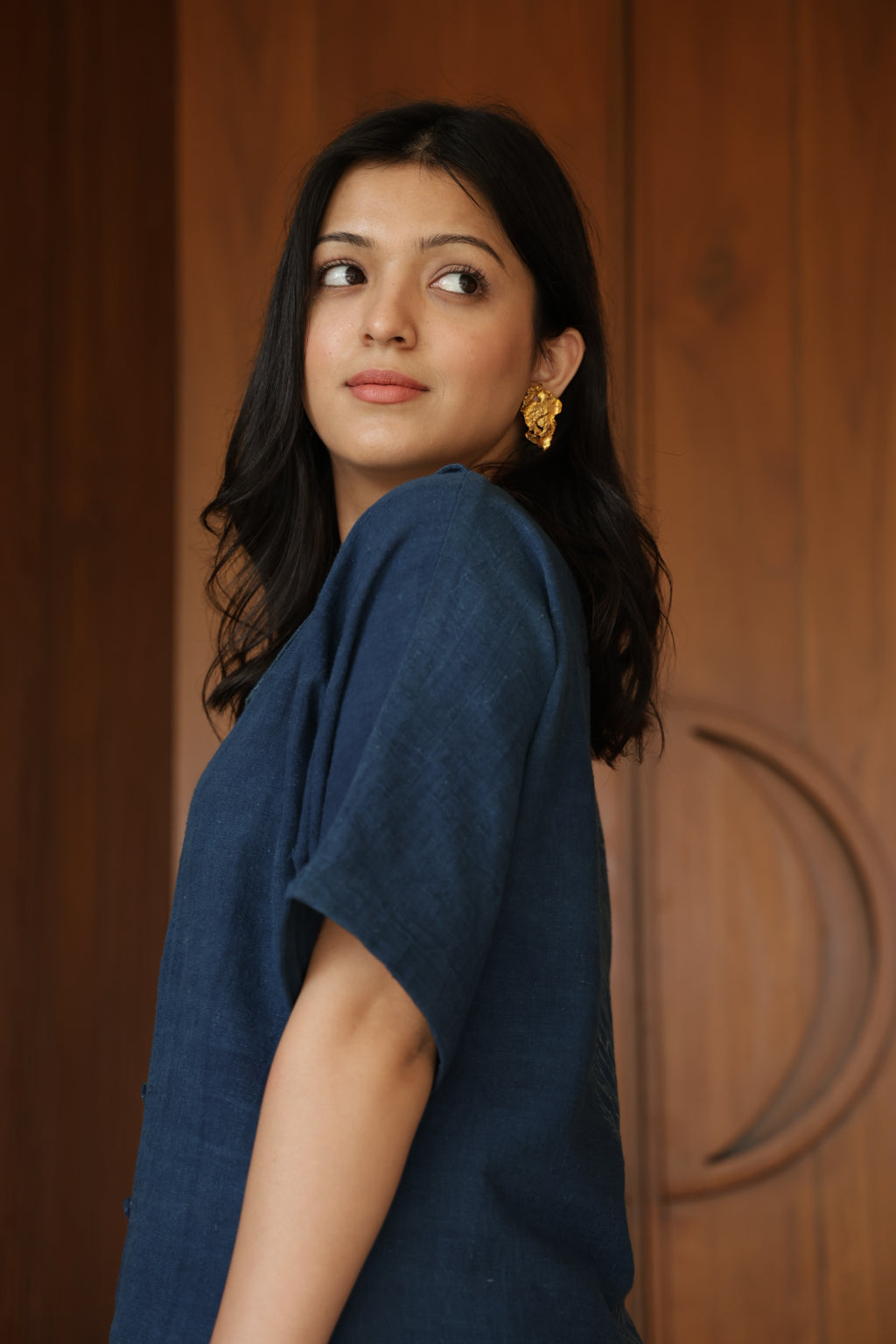 Indigo Chelsea Collar Kala Cotton Top