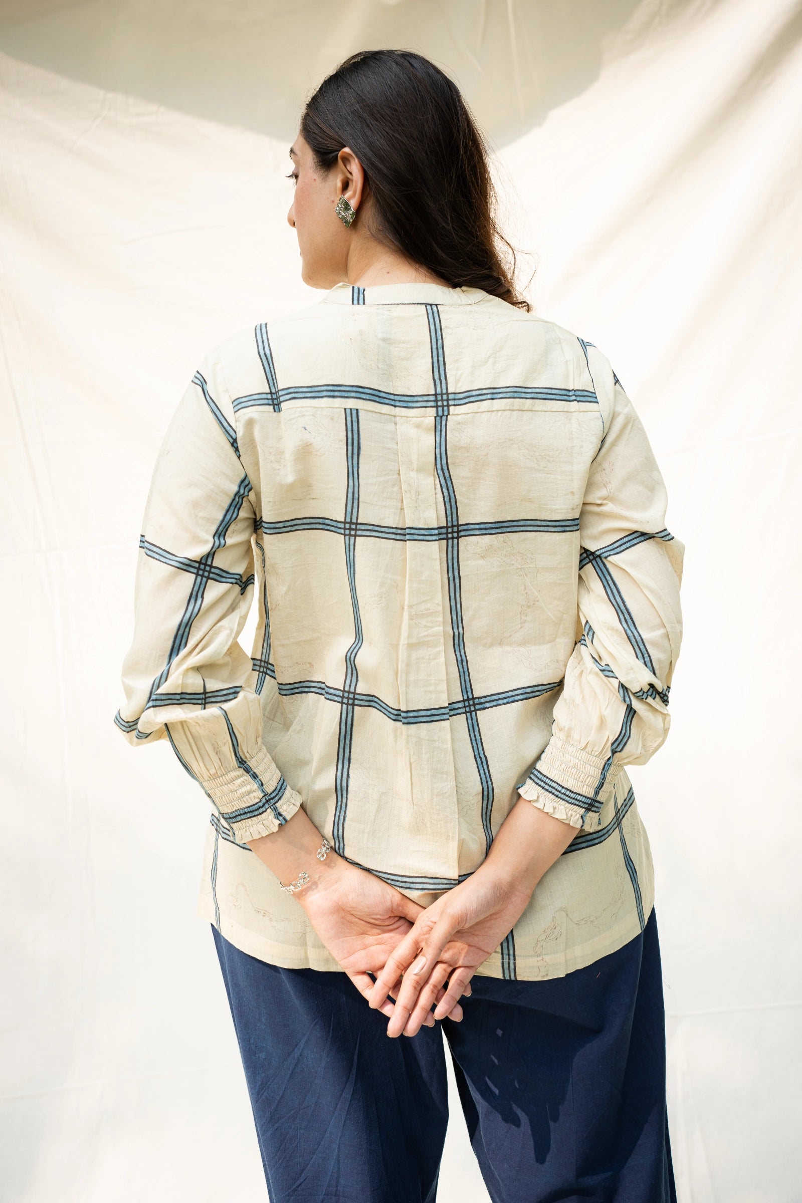 Off White Mandarin Collar top