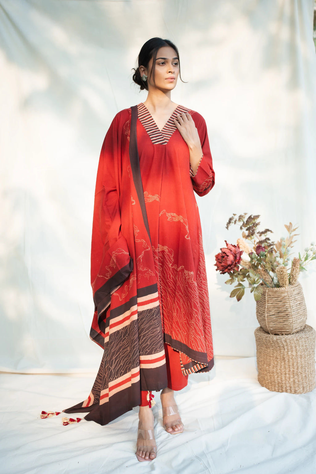 Red Cotton Dupatta
