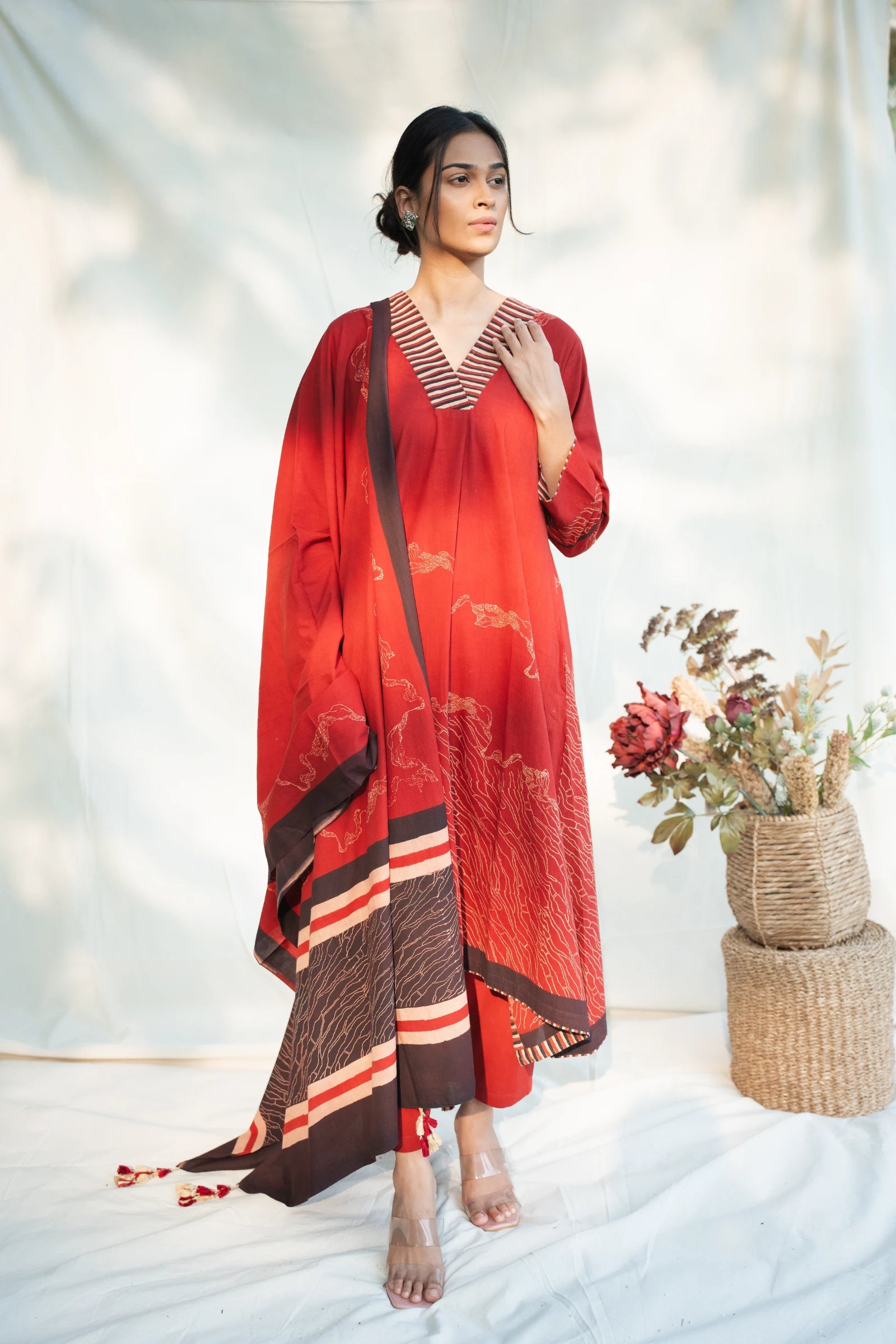 Red Cotton Dupatta