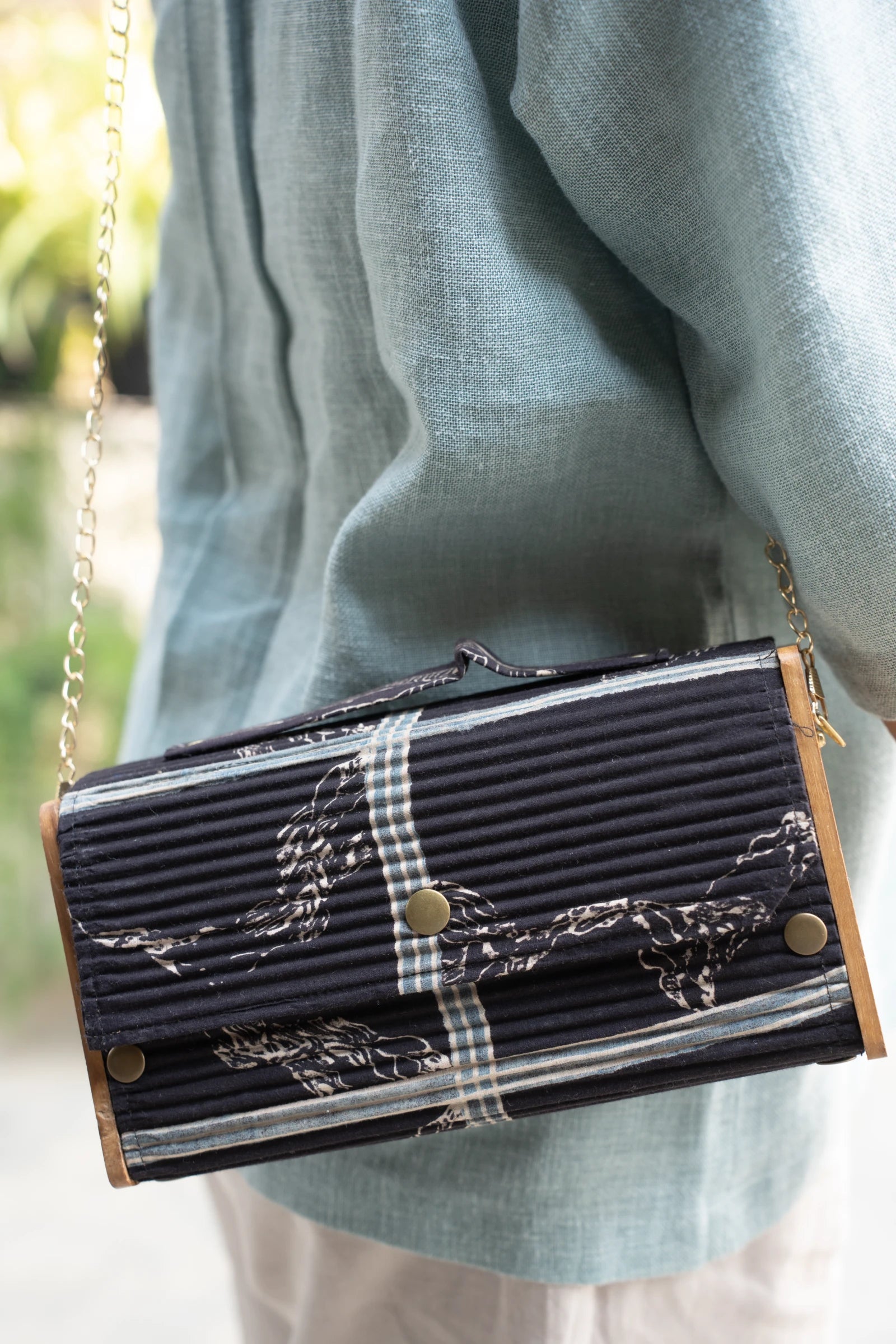 Upcycled Double Sleeves Clutch- Red & Black