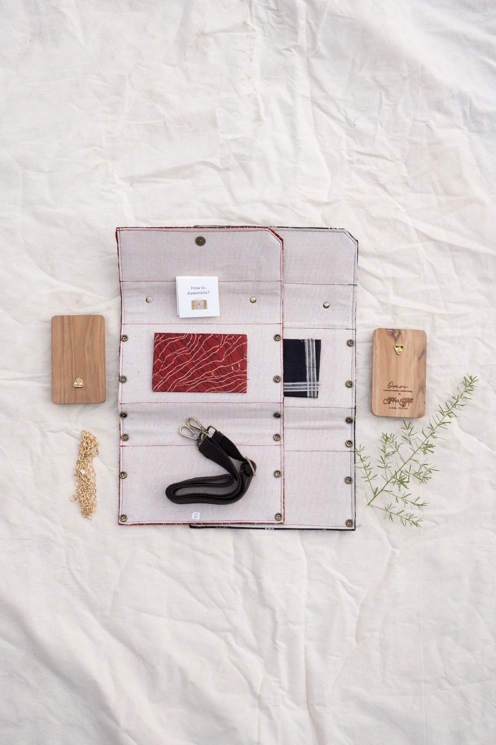 Upcycled Double Sleeves Clutch- Red & Black