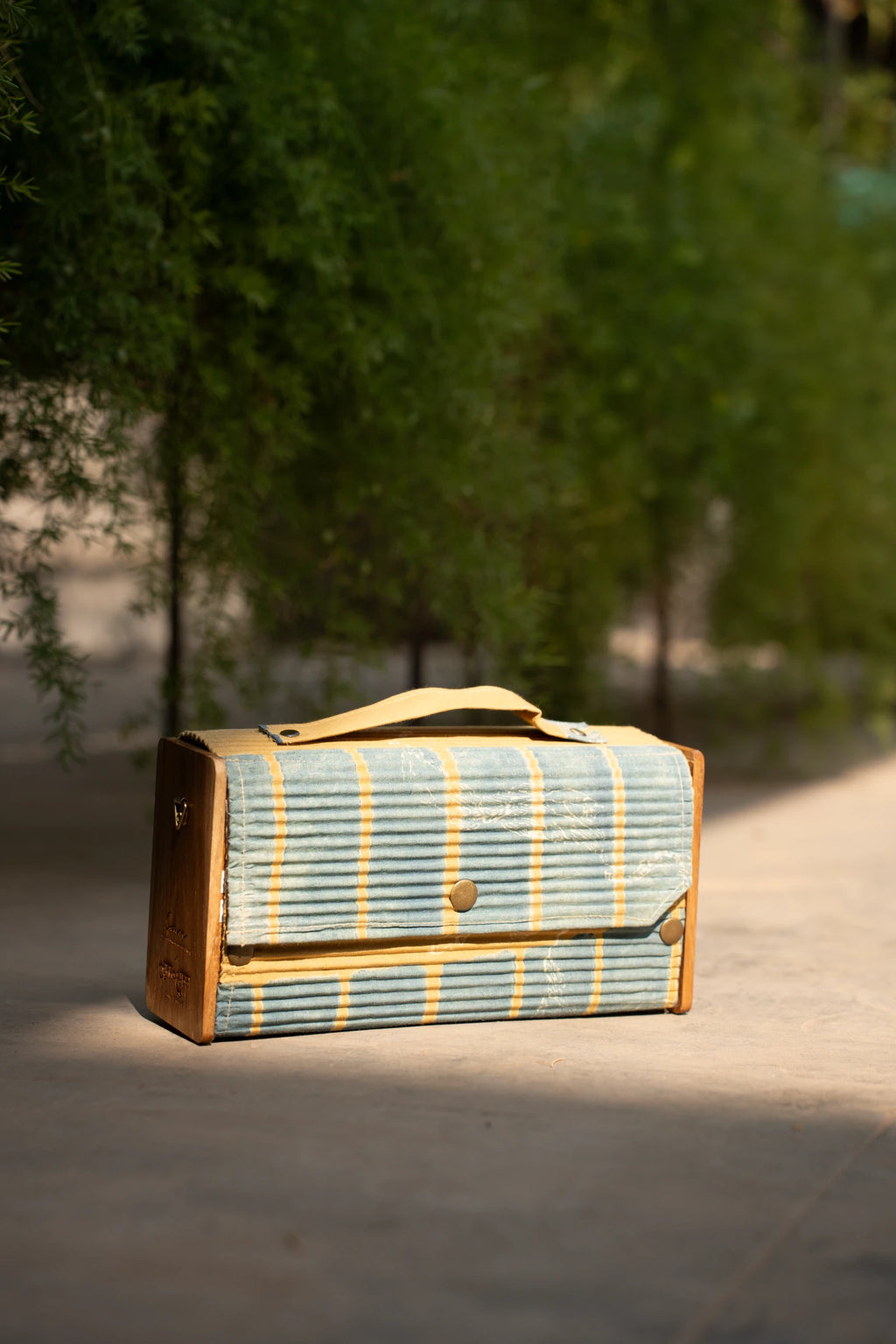 Upcycled Double Sleeves Clutch- Mustard & Black