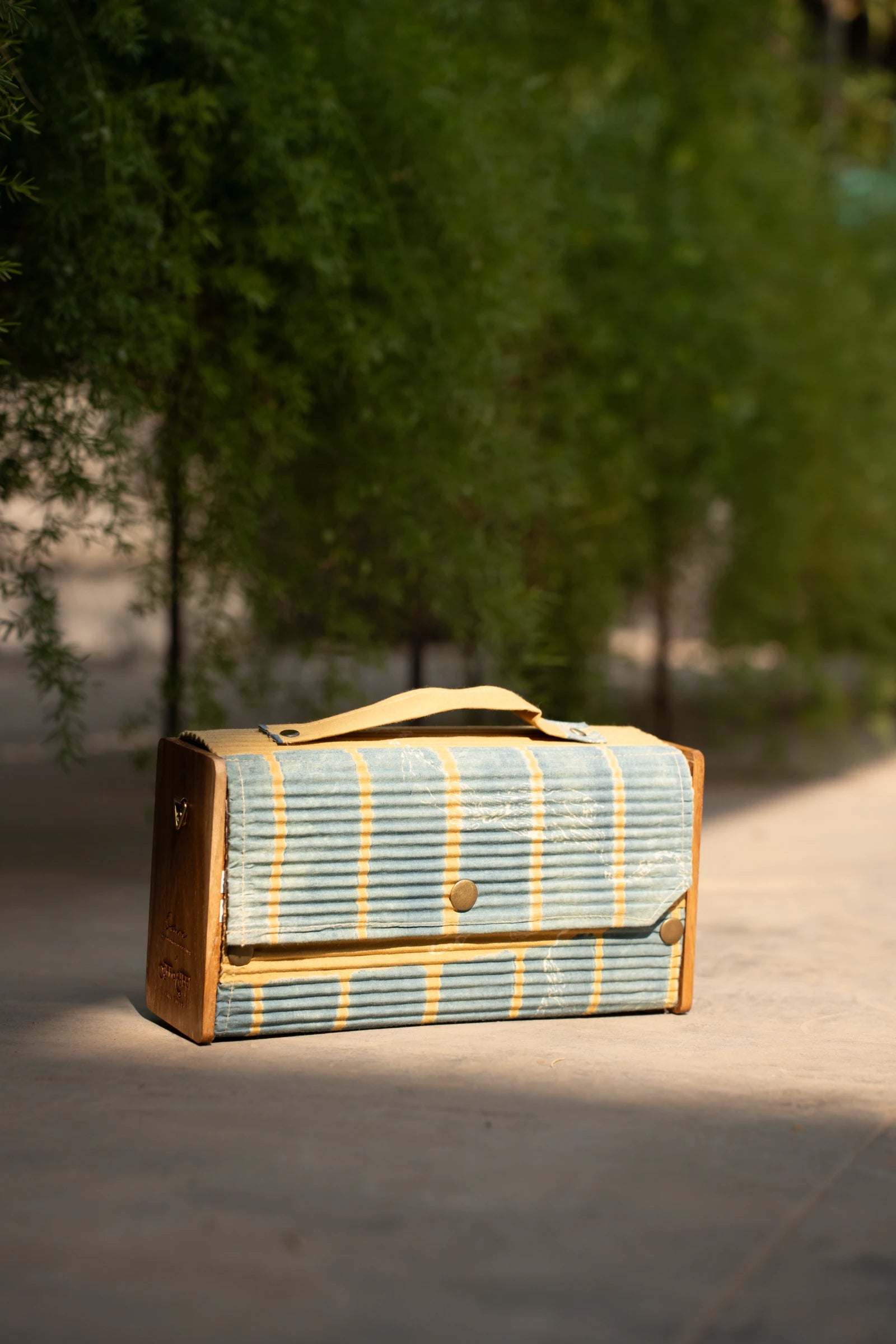 Upcycled Double Sleeves Clutch- Mustard & Black