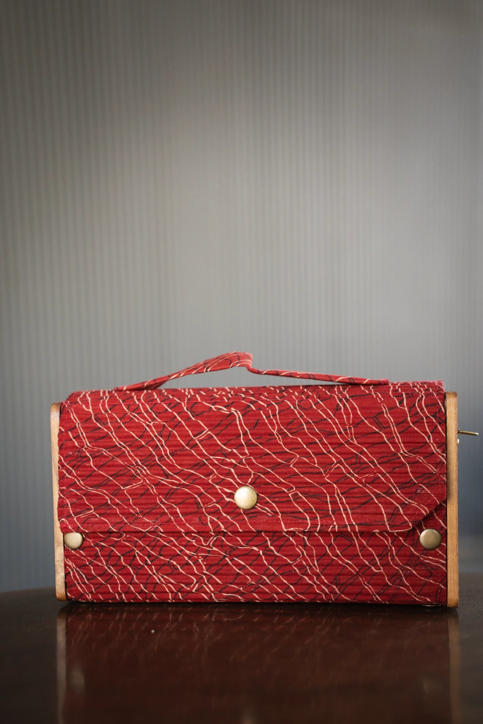 Upcycled Double Sleeves Clutch- Red & Black