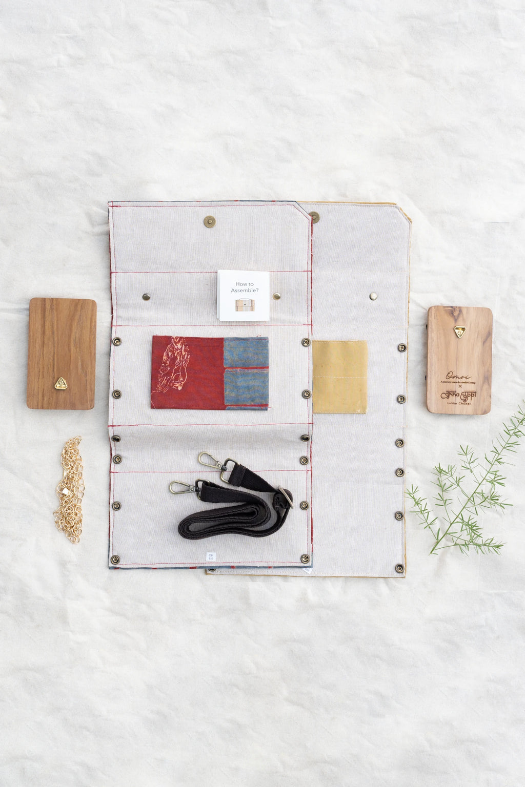 Upcycled Double Sleeves Clutch- Red & Mustard