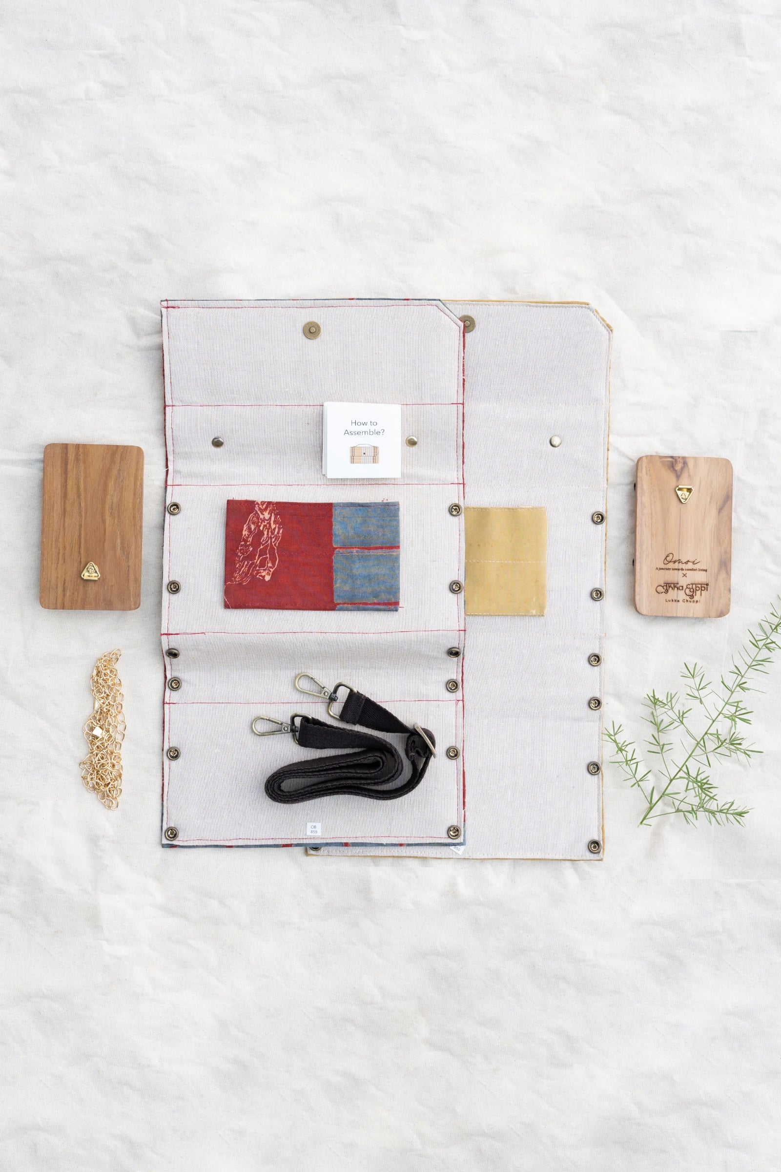 Upcycled Double Sleeves Clutch- Red & Mustard