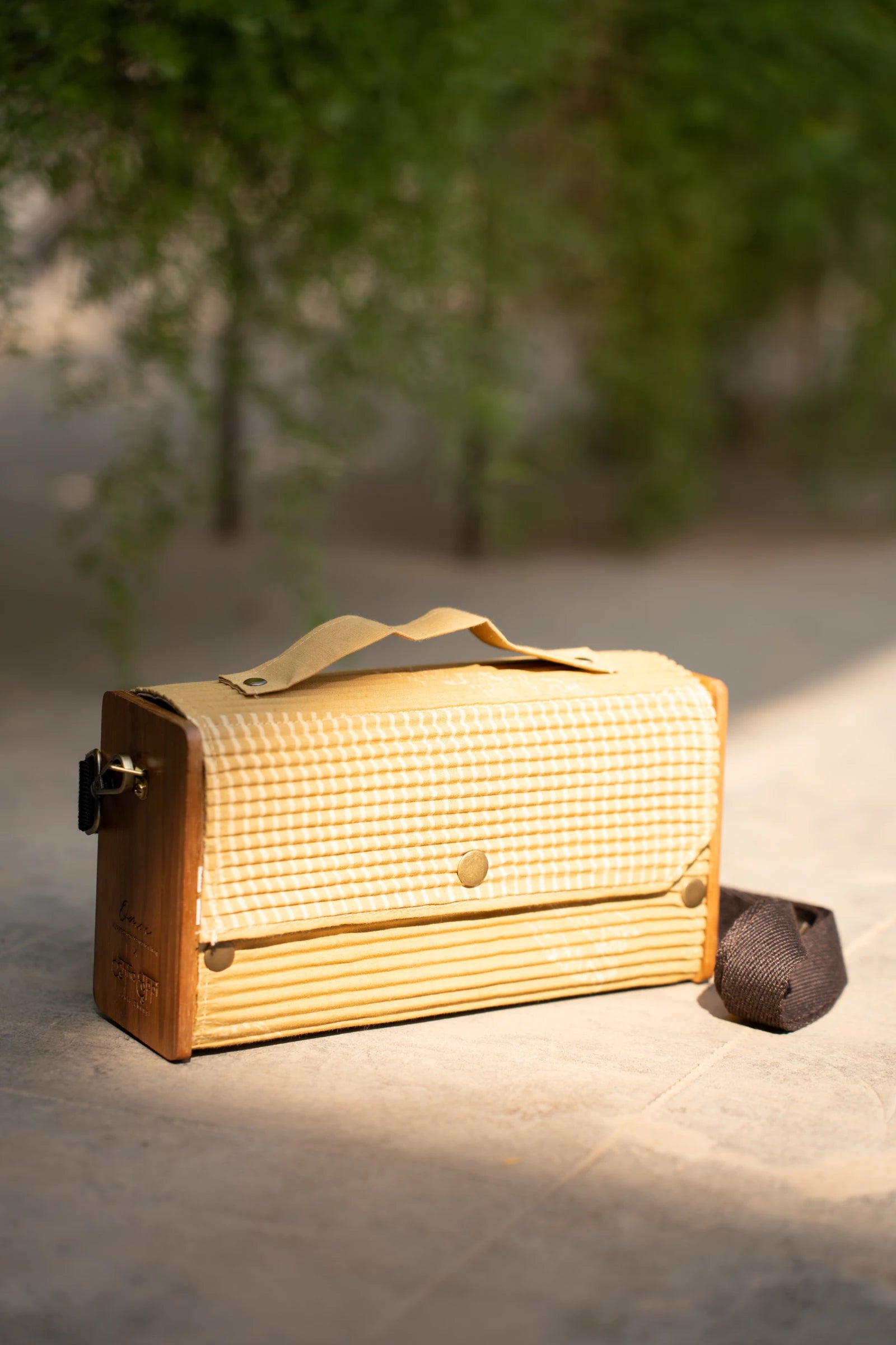 Upcycled Double Sleeves Clutch- Red & Mustard