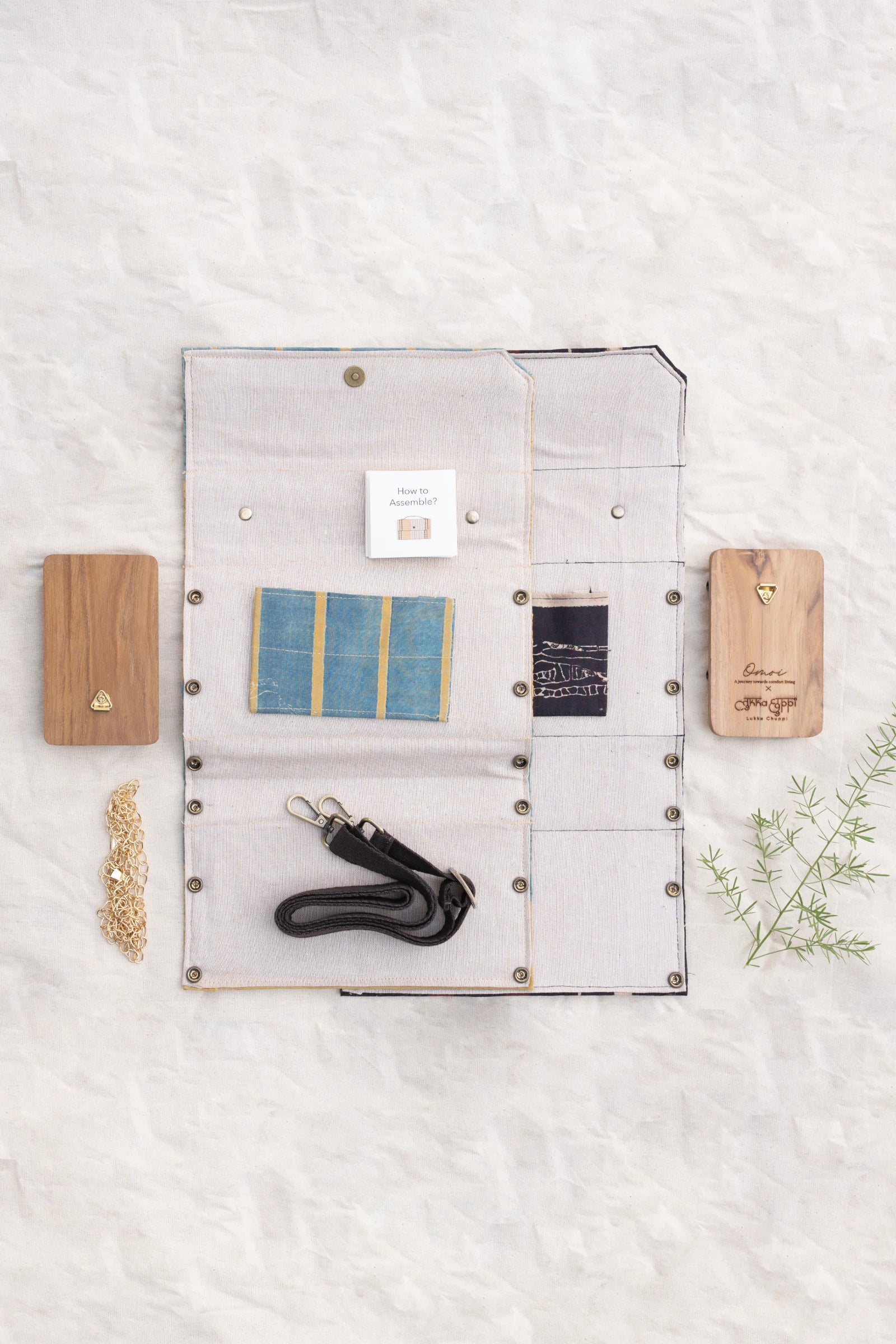 Upcycled Double Sleeves Clutch- Mustard & Black