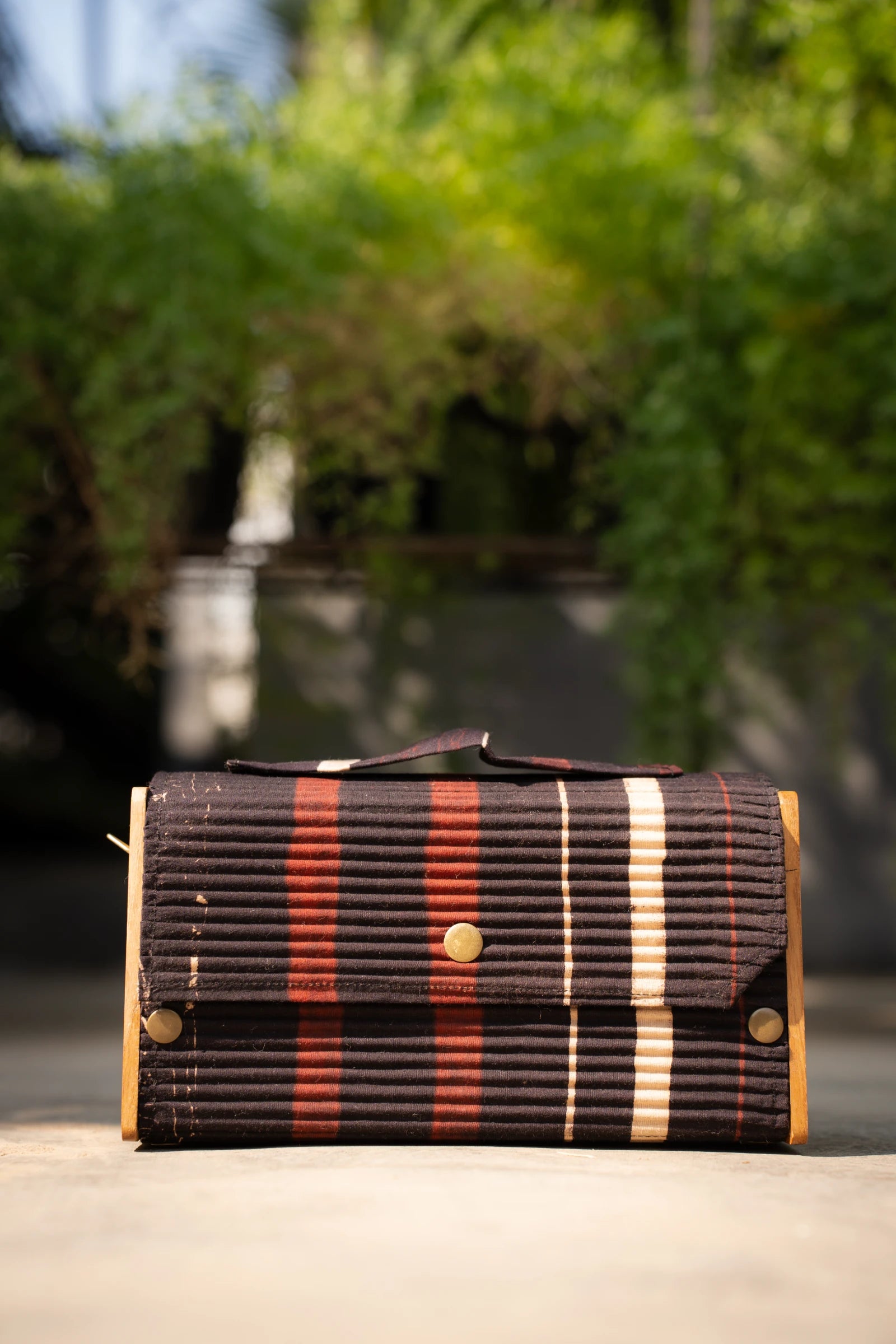 Upcycled Double Sleeves Clutch- Mustard & Black
