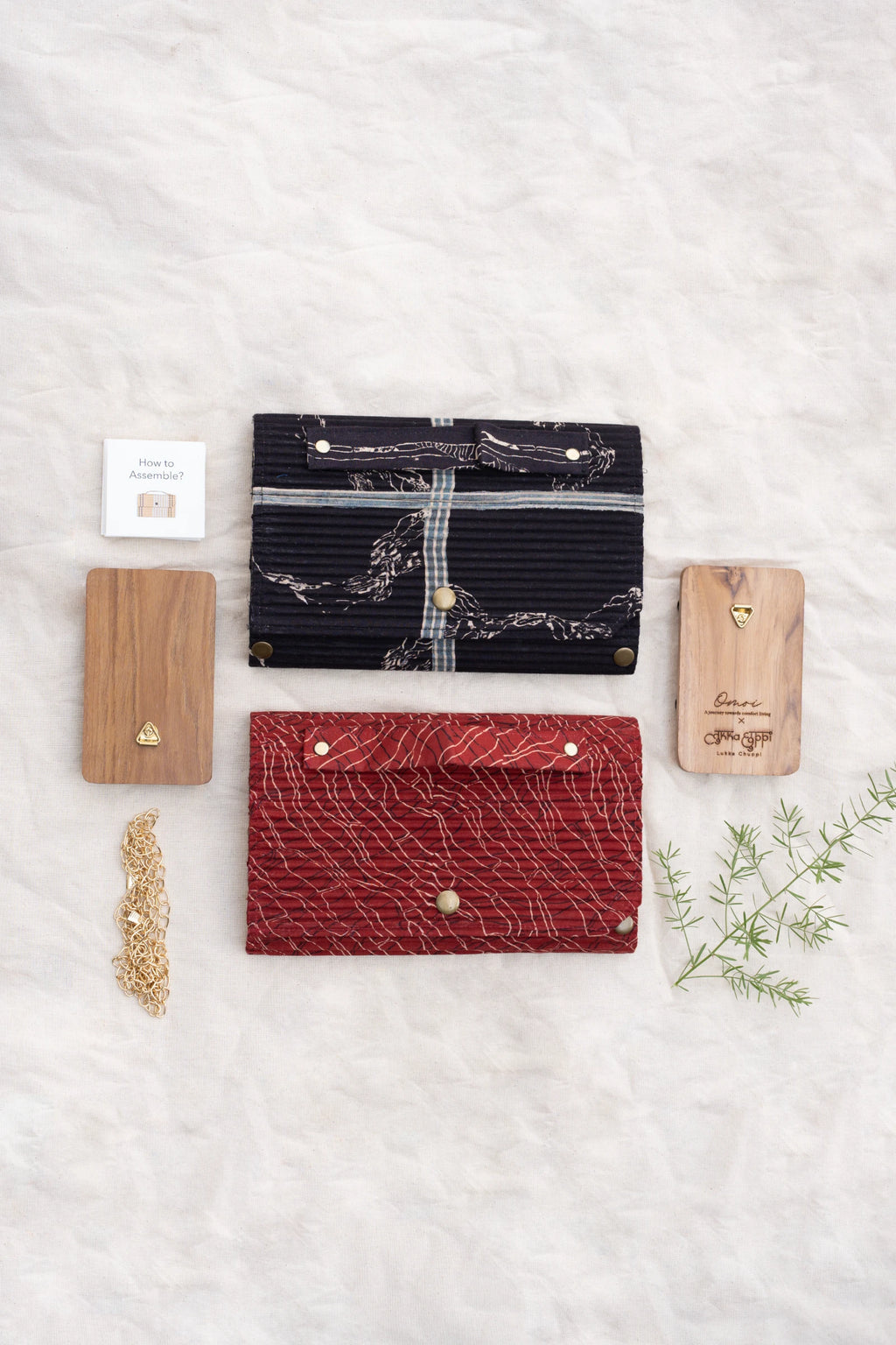 Upcycled Double Sleeves Clutch- Red & Black