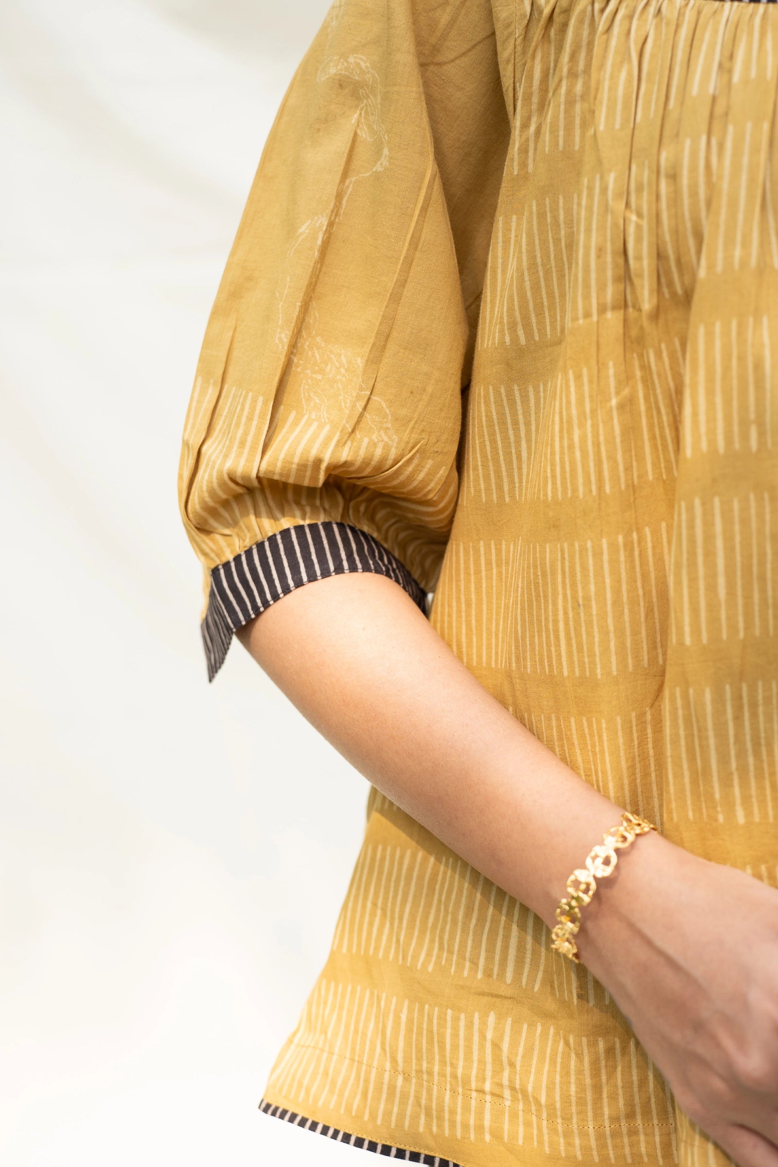 Mustard Balloon Sleeves Top