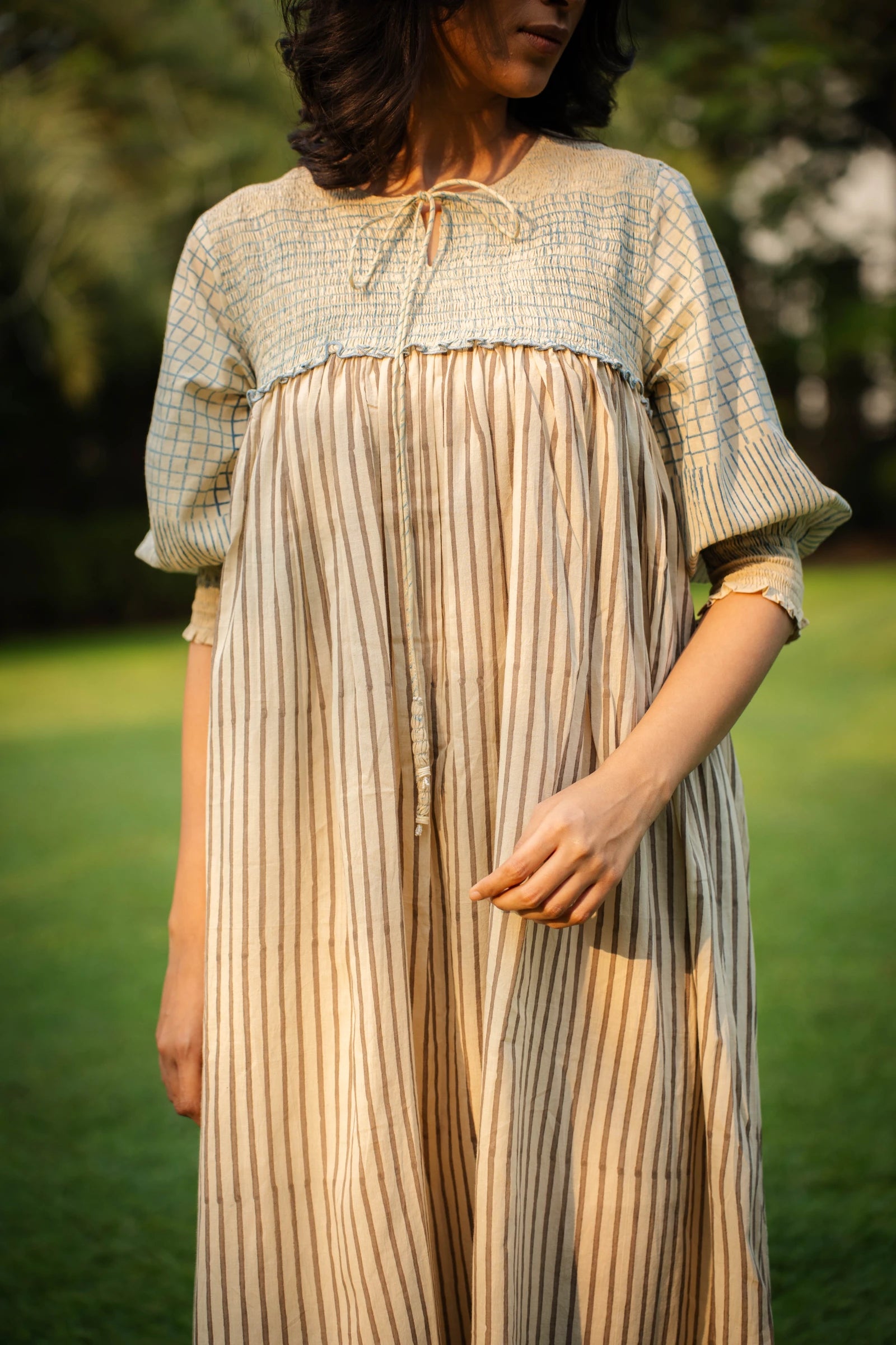 Off white Balloon Sleeves Dress