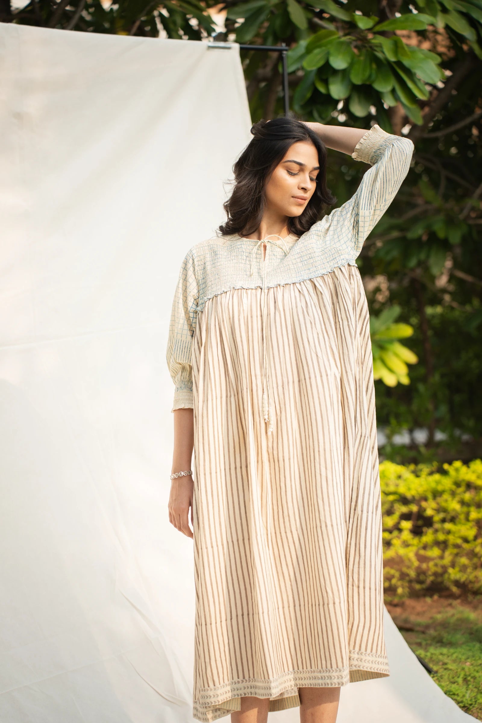 Off white Balloon Sleeves Dress