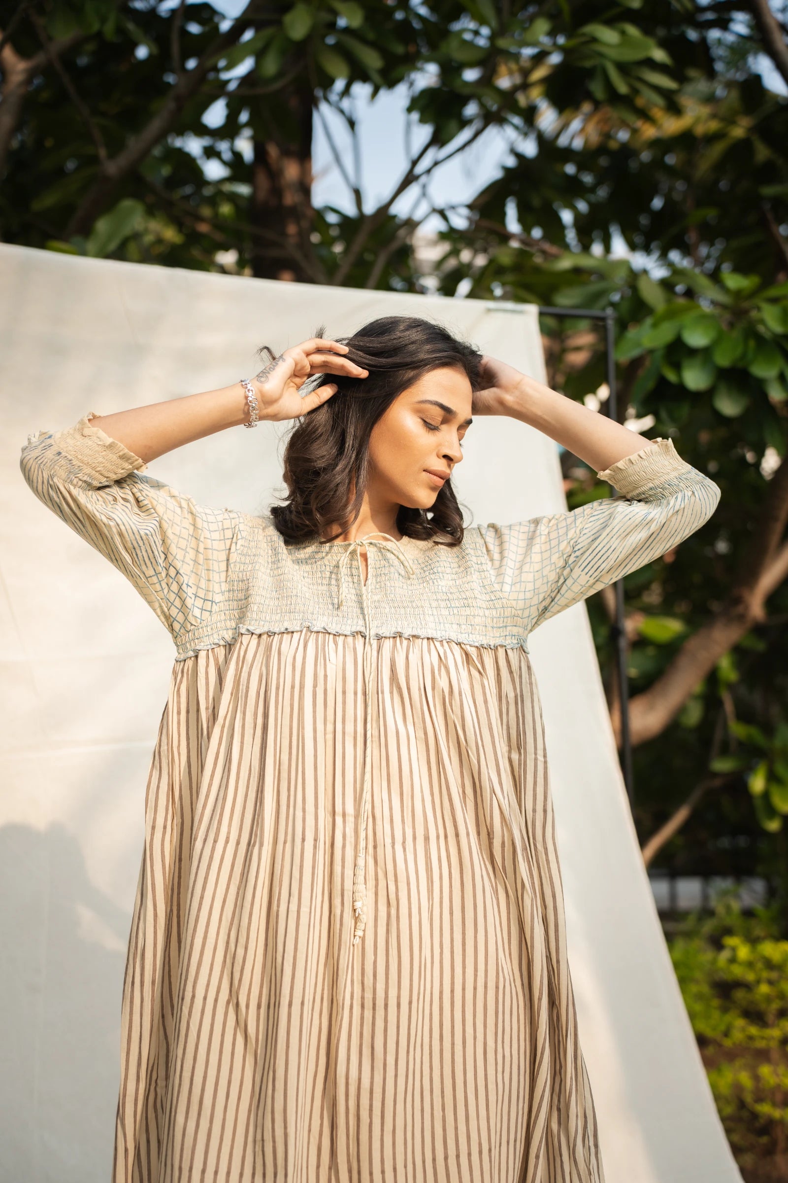 Off white Balloon Sleeves Dress