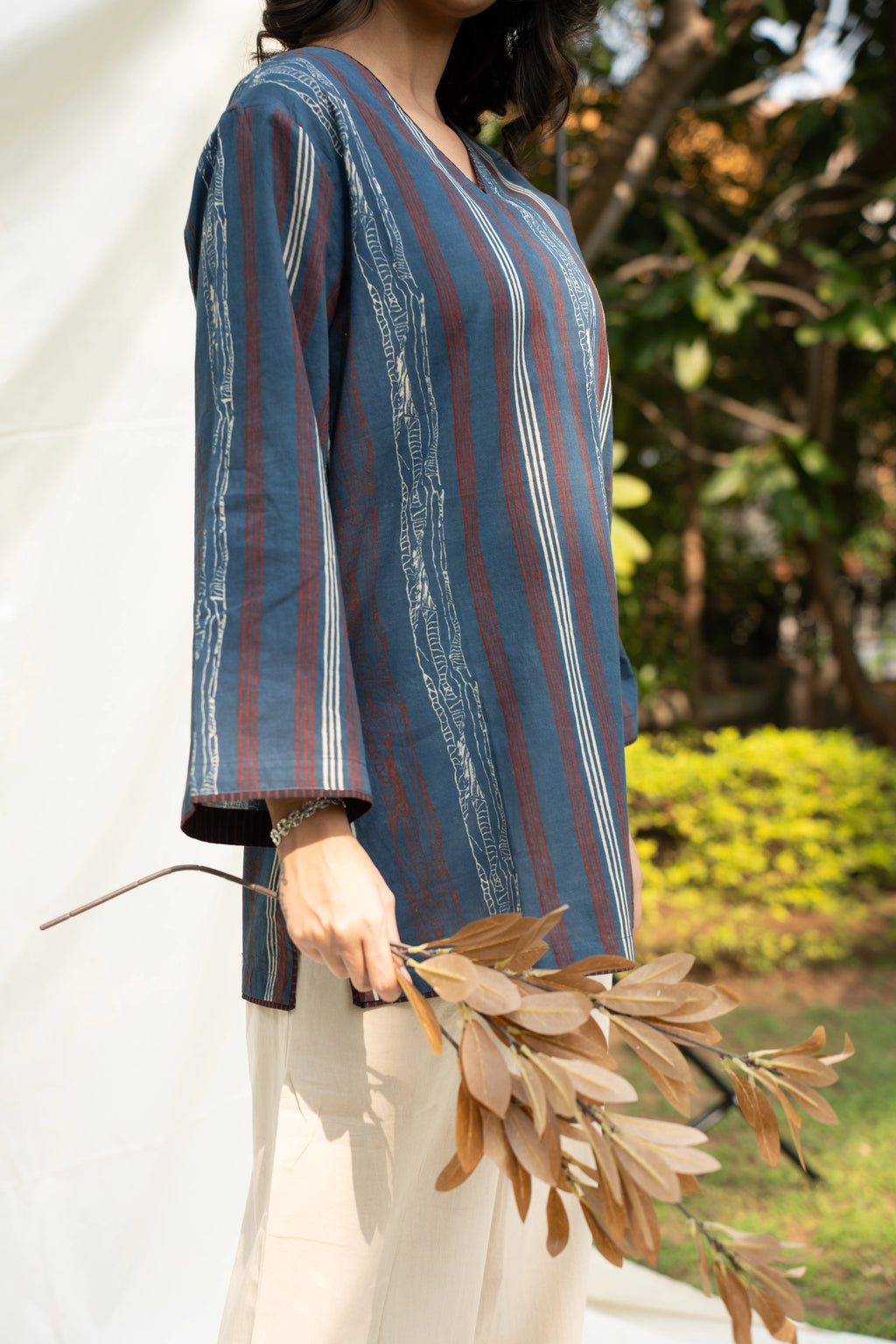 Indigo Flared Sleeved Top