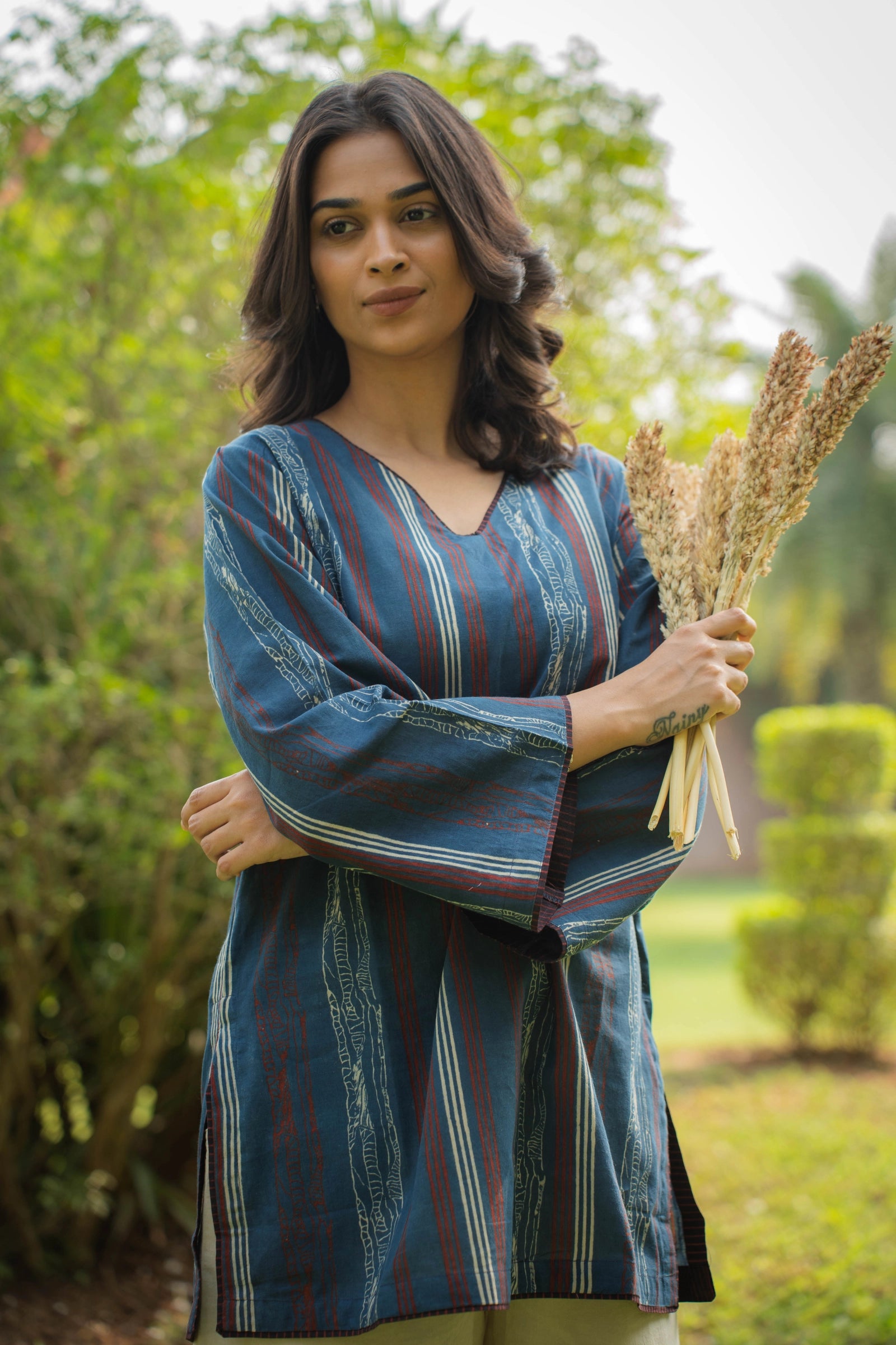 Indigo Flared Sleeved Top