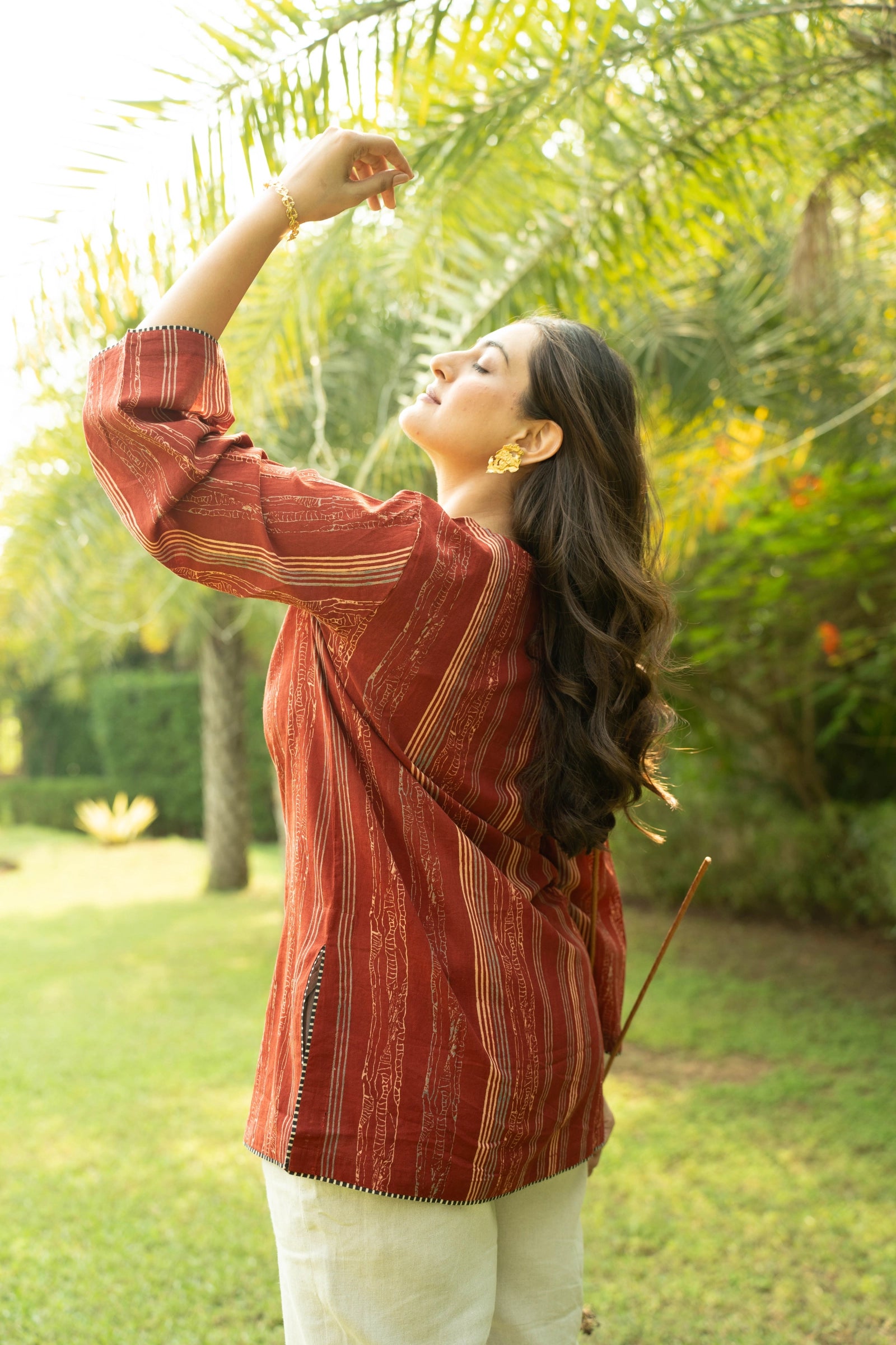 Red Flared Sleeved Top