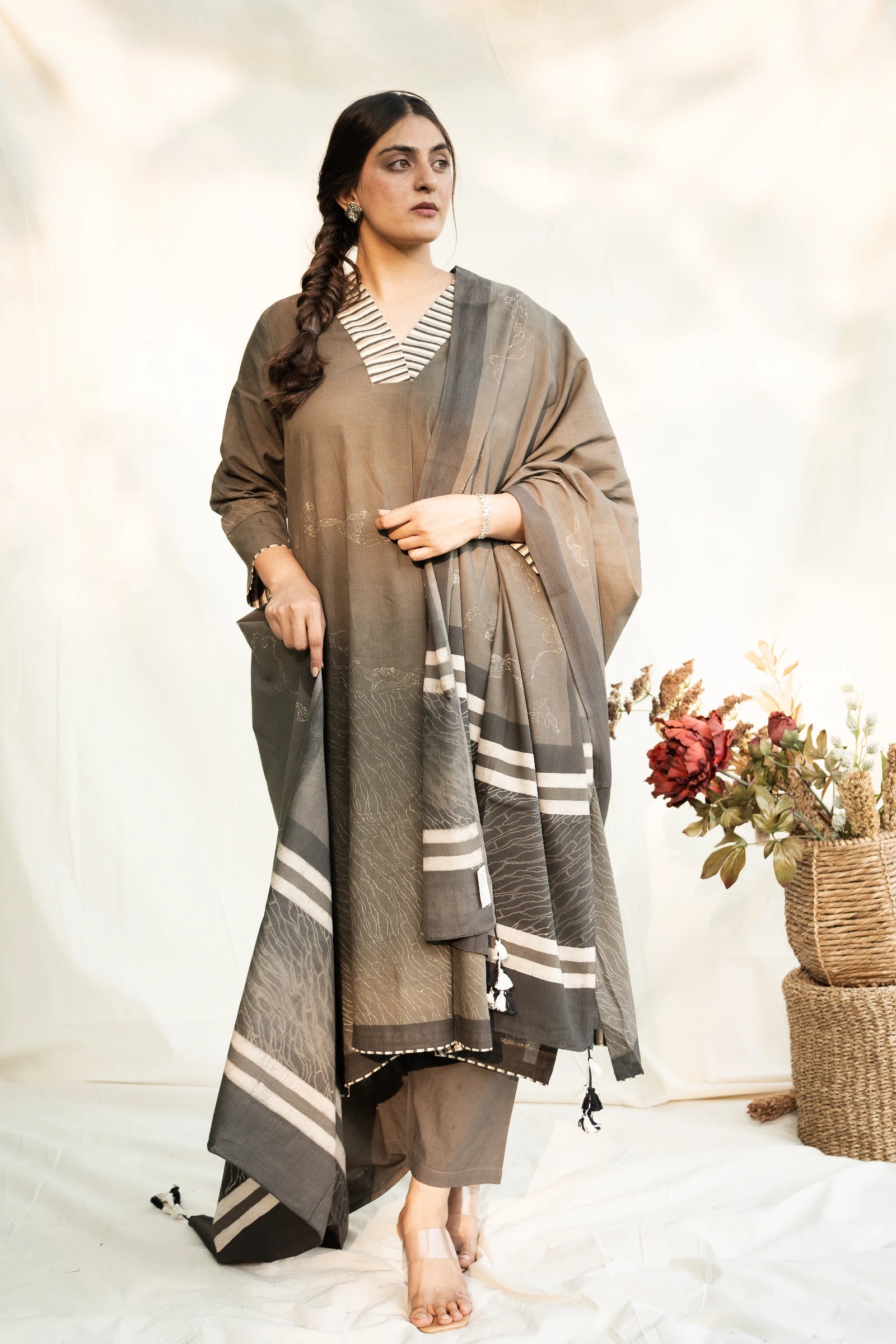 Grey Cotton Dupatta