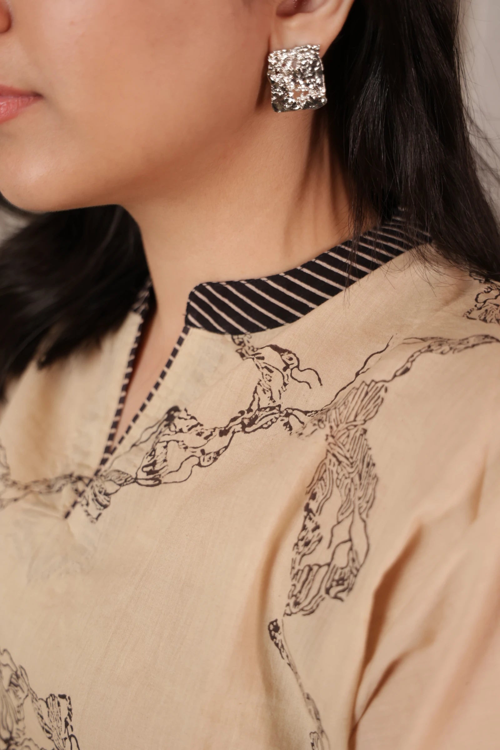 Off White Cotton Kaftan Dress