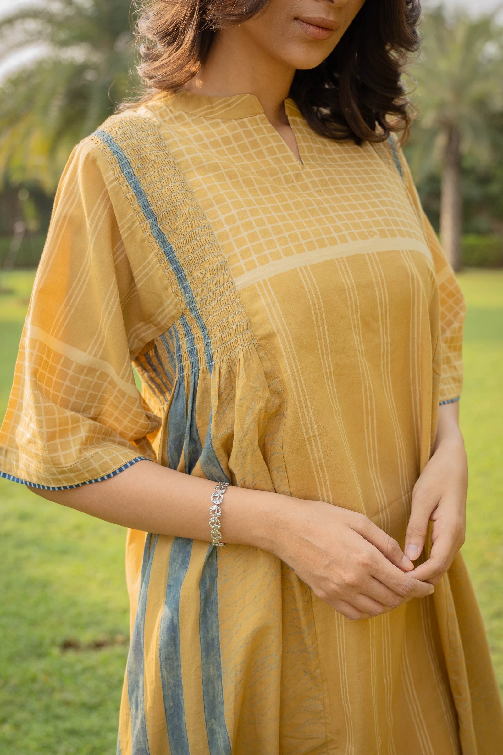 Mustard Kimono Sleeve Dress